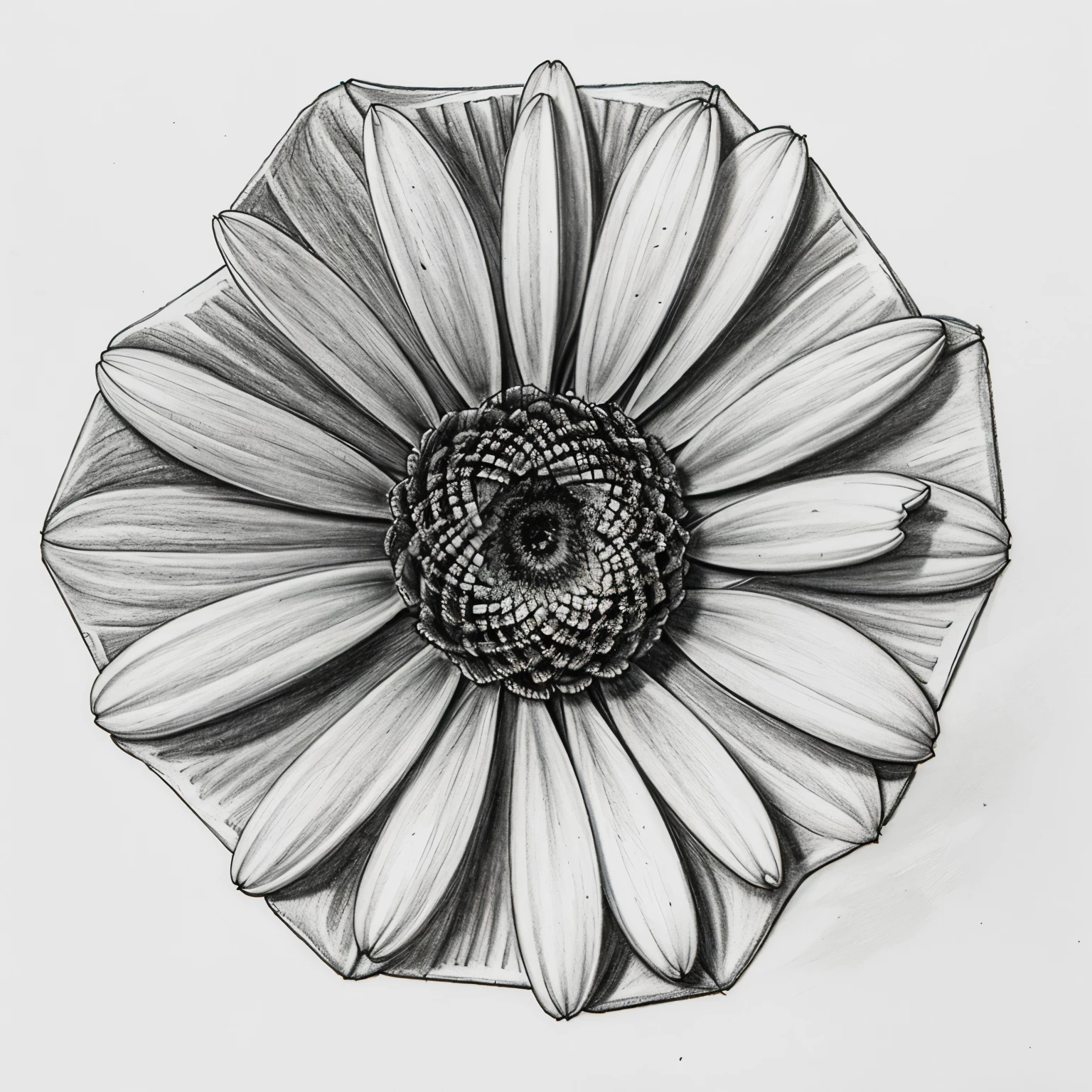A drawing of a flower that is a hexagon