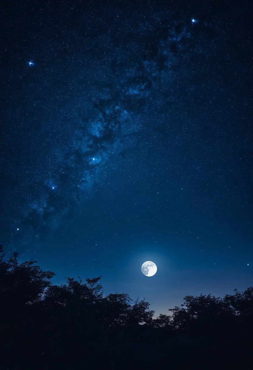 Night sky round moon full of stars