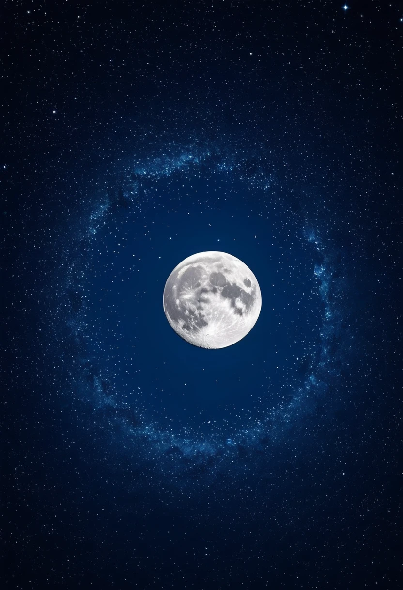 Night sky round moon full of stars