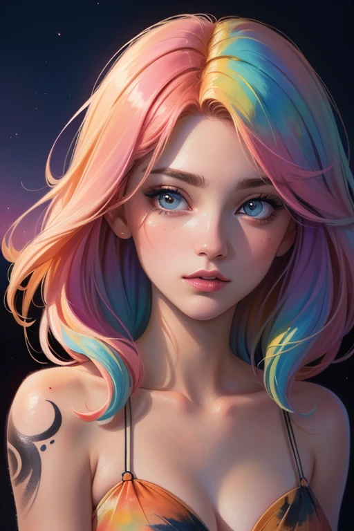(8k, best quality, masterpiece:1.2),(best quality:1.0), (ultra highres:1.0), watercolor, a beautiful woman, shoulder, hair ribbons, by agnes cecile, half body portrait, extremely luminous bright design, pastel colors, (ink:1.3), autumn lights