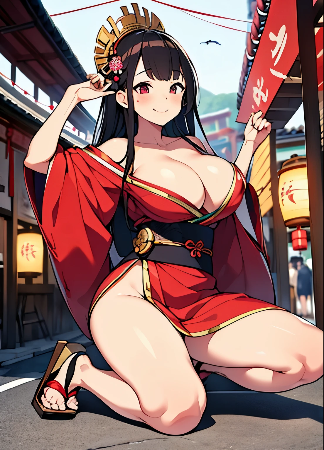 (best quality,realistic:1.37),1girl,participating in a traditional Japanese festival,beautiful detailed eyes,beautiful detailed lips,geisha makeup,kimono with vibrant colors,crimson hakama,obi with intricate patterns,ornate hair accessories,traditional wooden geta sandals,dancing on a lively street,illuminated by colorful lanterns and fireworks,enchanted by the festive atmosphere,carrying a decorated omikoshi portable shrine,basking in the warm glow of lantern light,blending in with a crowd of joyful festival-goers,enjoying delicious street food,festive music and laughter filling the air,savoring the aroma of yakisoba and takoyaki,immersing in the energetic traditional dances,graceful movements expressing joy and celebration,embracing the festive spirit of Japan,celebrating the rich cultural heritage of Matsuri.A girl participating in a Japanese festival、loincloth、headband、Happi、barefoot、tabi、Mikoshi、night、Japan food stalls、festival、(masterpiece, highest quality, highest quality, official art, beautiful and aesthetic:1.2), (1 girl), very detailed目, (fractal art:1.3), colorful, most detailed, (perfect face), shiny skin, HDR, striking visuals, (dynamic streaks, Path of Light:1.2), bright colors,((Giant、tits、cleavage、Erect nipples are clearly visible、erotic face、Open your legs to emphasize your crotch、thighs)) 、highest quality,In 4K,8K,High resolution,debris flies:1.2,Super detailed,reality:1.37, ticker,ticker,studio lighting,Ultra-fine painting,sharp focus,Physically based rendering,extreme details,Professional specifications,Vividness and color、view from below,Have sex from before,masterpiece,Showing off perfect and erotic white loincloth in Fulco)),((lewd loincloth))、beautiful thighs、Low - Angle:1.4、highest quality, very detailed,Beautiful smile、big breasts、adultery、camel toe、((Spread your legs apart))