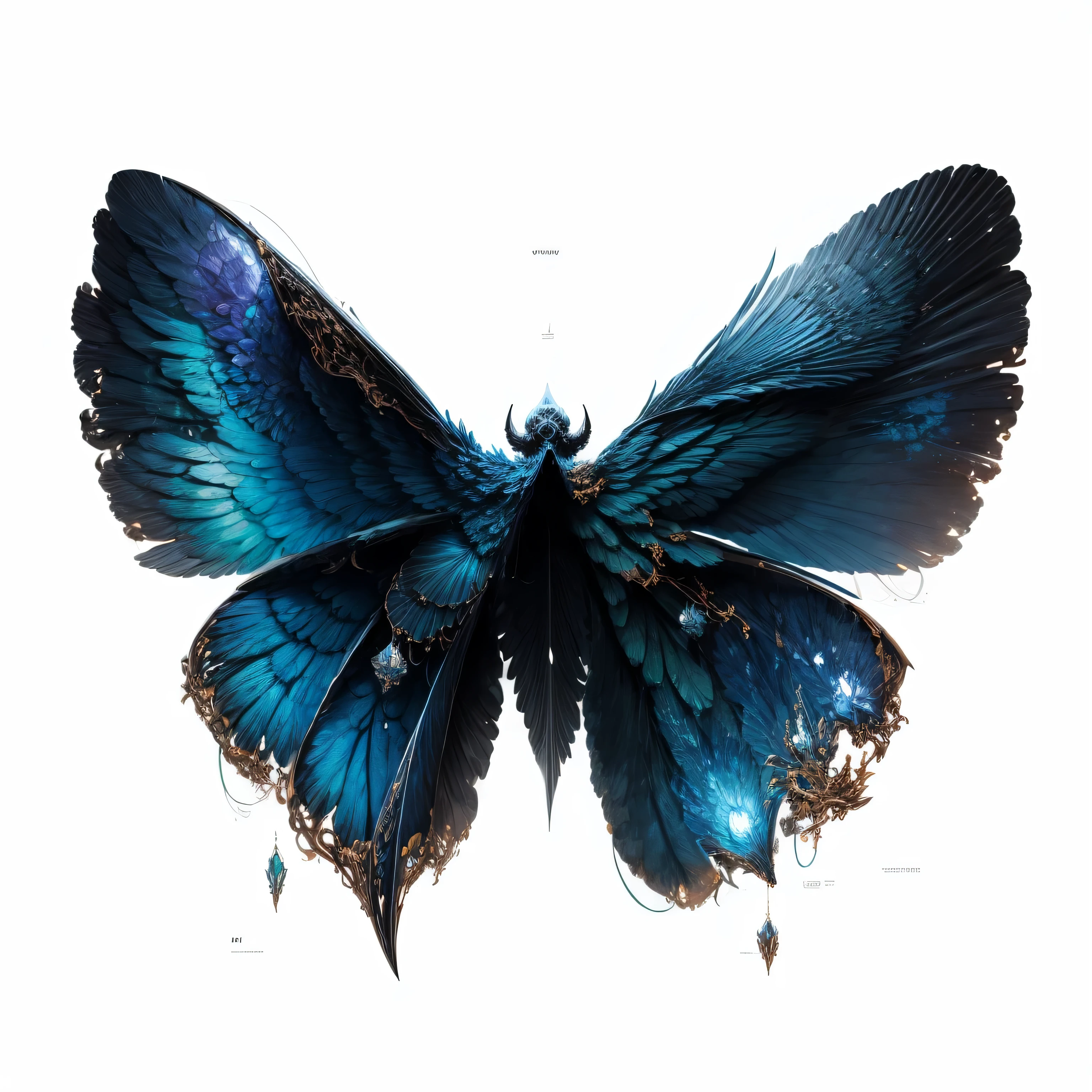 Dark elements，skeleton element，Death Element，Wings with hollow skulls，wings surrounded by death，