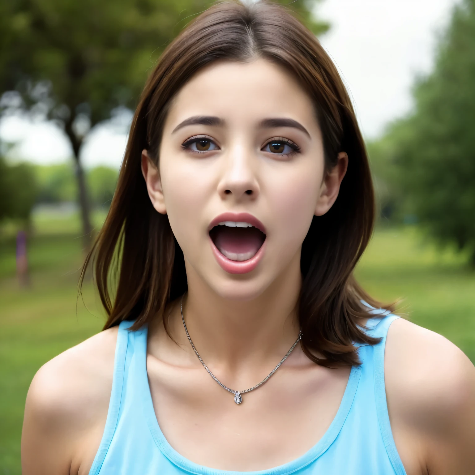 take the previous image and do it again with the girl with her mouth open