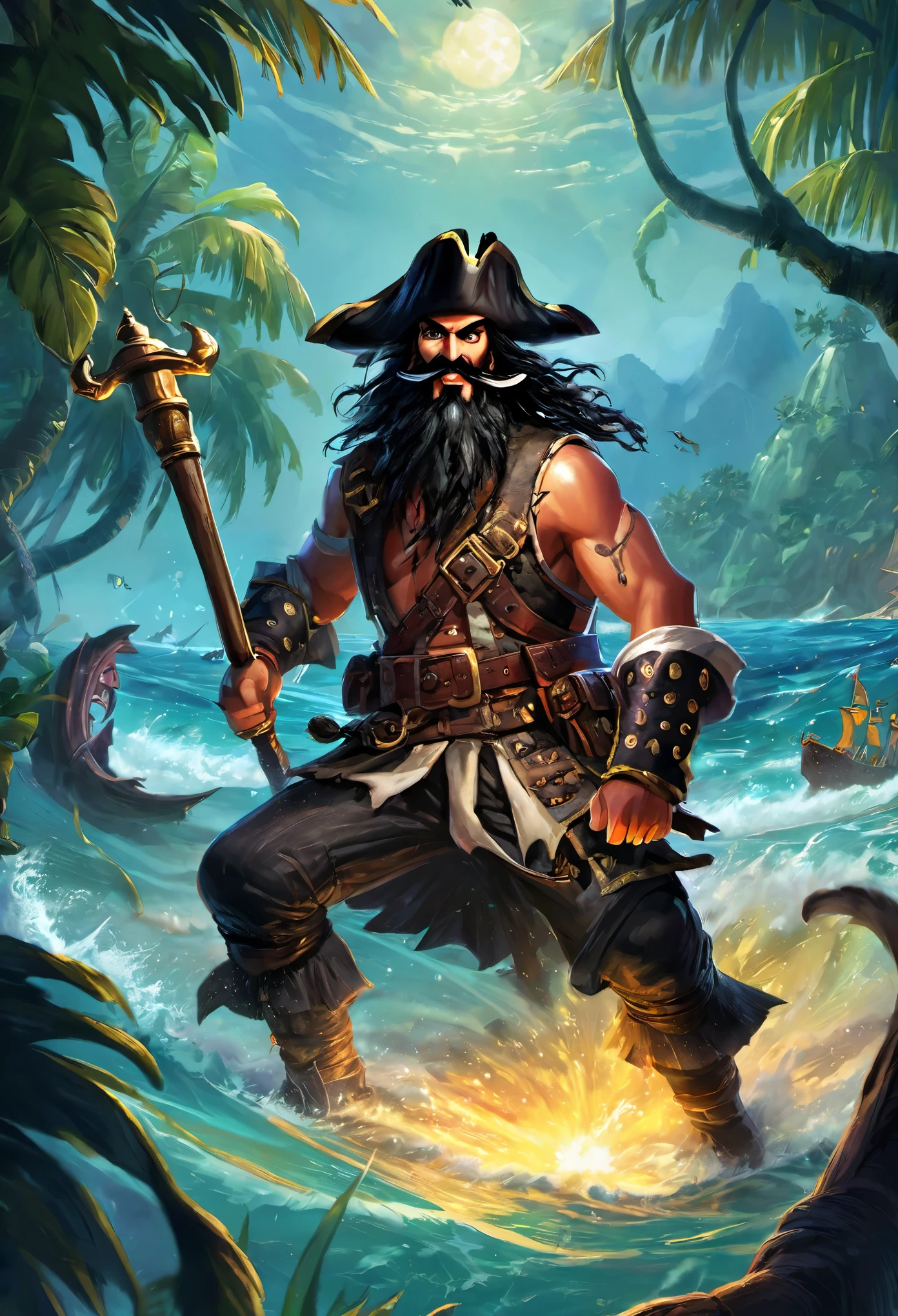 ChatGPT 3.5
User
Write a pirates story
ChatGPT
In the heart of the Caribbean, where the sun blazed fiercely upon the azure waters, Captain Blackbeard and his crew roamed the seas in search of treasure. Their ship, the Crimson Fury, cut through the waves like a knife through butter, leaving a trail of fear and awe in its wake.
One moonlit night, as the stars twinkled above and the salty breeze whispered secrets, Blackbeard received word of a legendary treasure hidden on a remote island. With greed shining in his eyes, he ordered his crew to set sail toward the mysterious land.
As they approached the island, ominous clouds gathered overhead, casting an eerie glow upon the shore. Undeterred, Blackbeard led his crew ashore, armed to the teeth with cutlasses and pistols.
The island was a labyrinth of dense jungle, hiding traps and dangers at every turn. But Blackbeard was undaunted, his thirst for riches driving him forward. They battled through swarms of insects, crossed treacherous ravines, and faced off against wild beasts lurking in the shadows.
Finally, they reached the heart of the island, where a massive stone temple stood, its ancient carvings hinting at the wealth hidden within. With bated breath, they entered the temple, their torches casting flickering shadows on the walls.
Inside, they found the treasure chamber, filled to the brim with gold coins, glittering jewels, and priceless artifacts. Blackbeard's eyes widened with delight as he beheld the riches before him.
But their victory was short-lived, for as they began to plunder the treasure, the ground trembled beneath their feet. The temple shook with fury, and from the depths emerged a guardian unlike any they had ever seen—a colossal serpent, its scales gleaming in the dim light.
A fierce battle ensued as Blackbeard and his crew fought for their lives against the monstrous guardian. Swords clashed, pistols roared, and blood stained the ancient stone floor. But in the end, it was Blackbeard who de