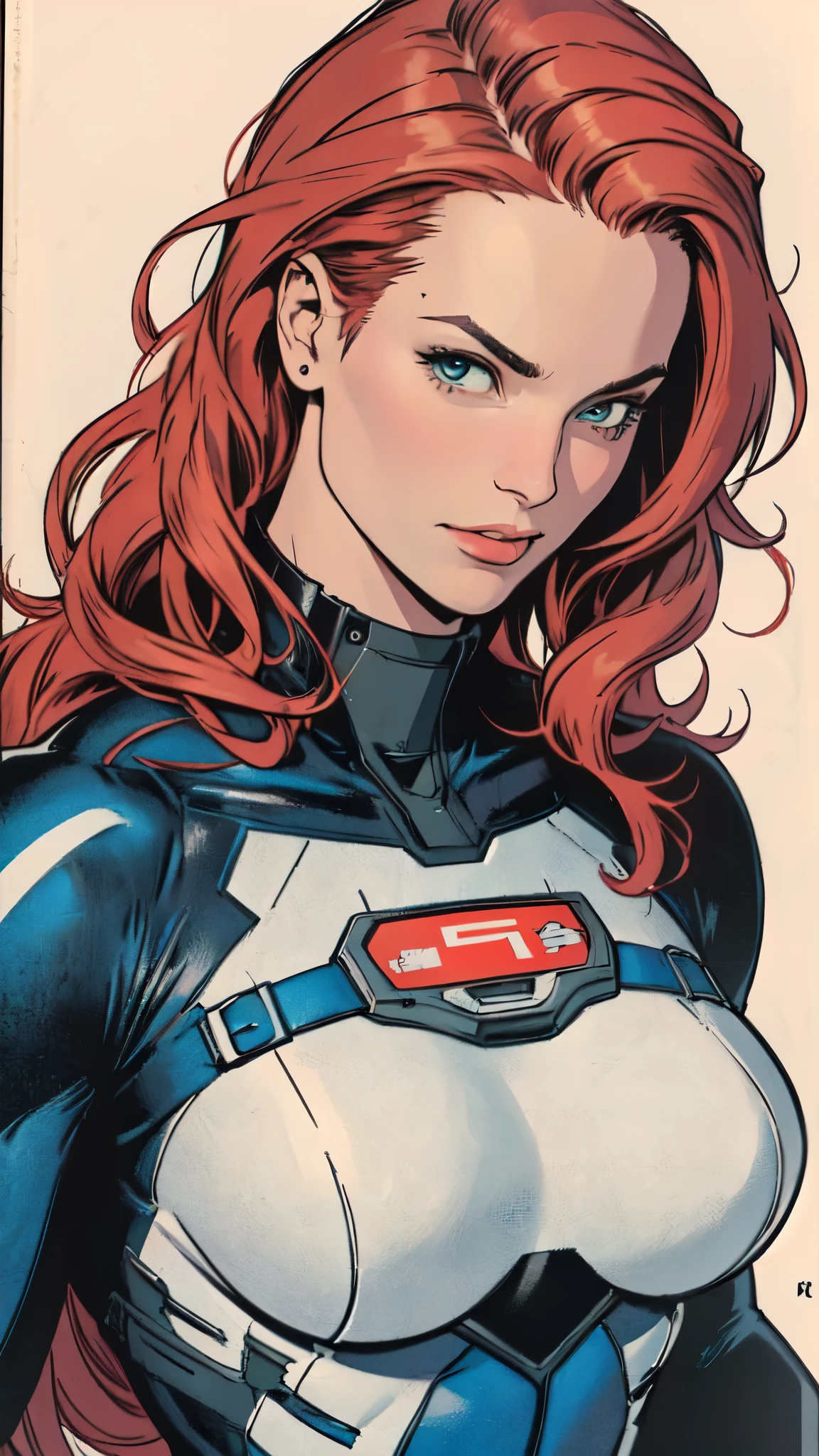 masterpiece,extremely beautiful woman,Excellent sense,(((perfect very white background))),American Comics,(((The Perfect One Woman))),(((one person))),colorful,Highly detailed perfect upper body,highly detailed face,near future,SF,