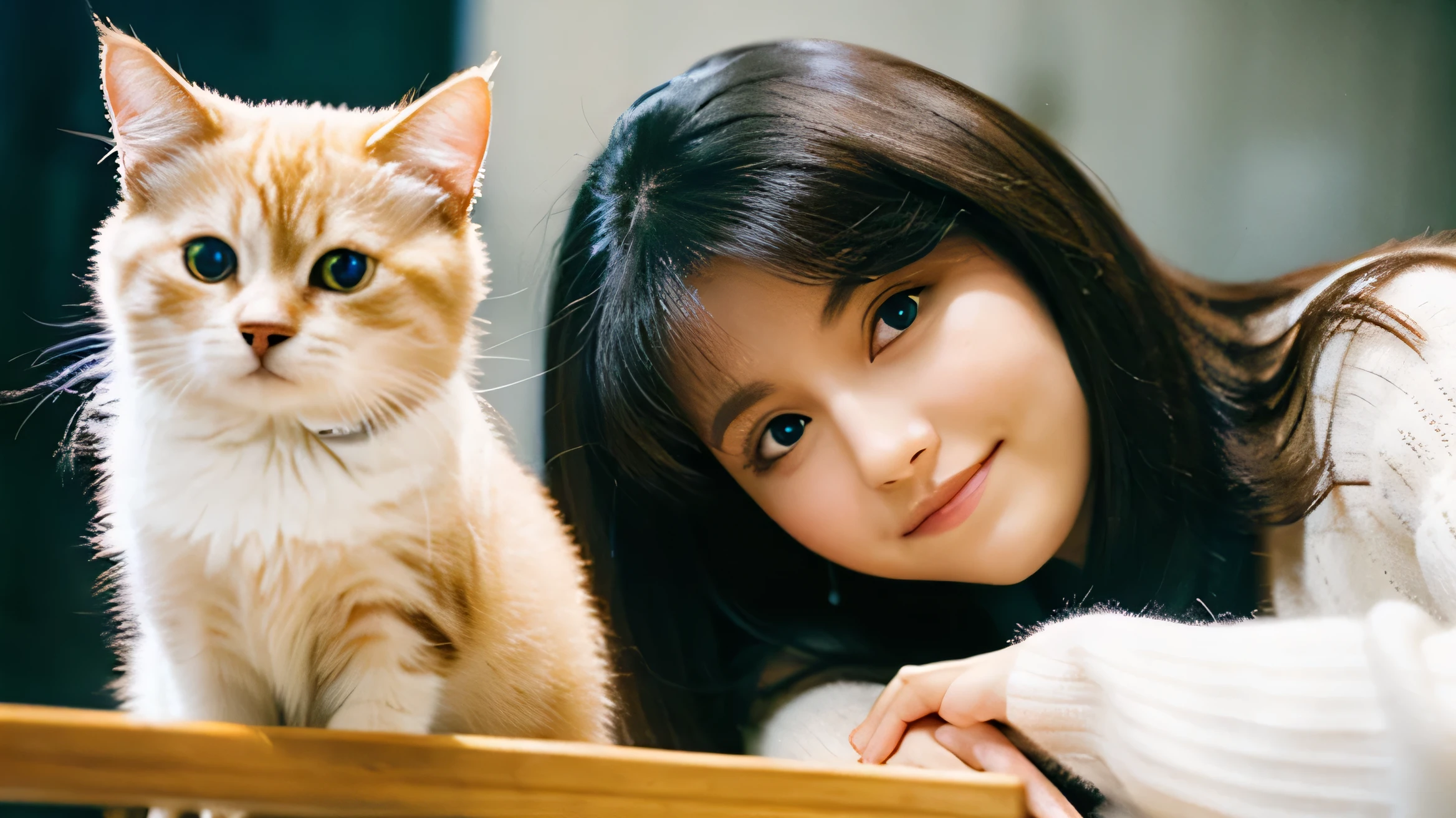 White gal holding a cat