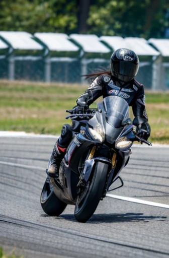 best quality, detailed, beautiful, insanely detailed, absurdres,perfect ,
Japanese woman,black hair,27 years old,
(slender),
(small breasts),
full body shot, from behind, Motorcycle racing crash scene