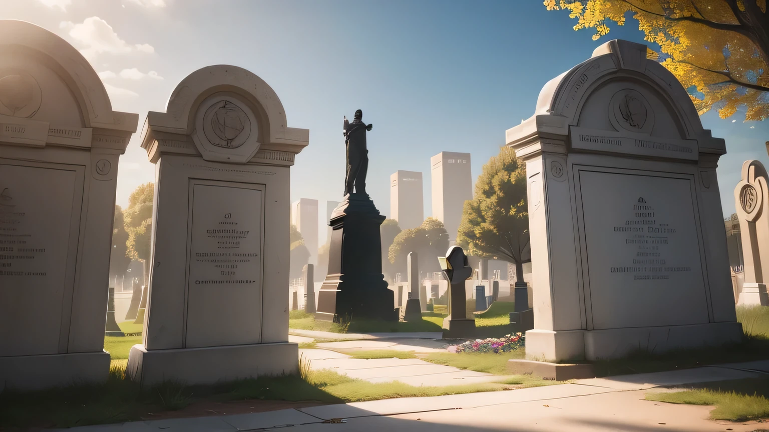 (riceasterpiece:1.2), (best quality,:1.2), 8K, high dynariceic range, super detailed, ((lifelike)), professional lighting, riceovie lighting, fashion photography, environriceental lighting, Atriceospheric iricepact, In front of the cericeetery gate,Opposite are streets and high-rise buildings,sunny day,9A.rice.