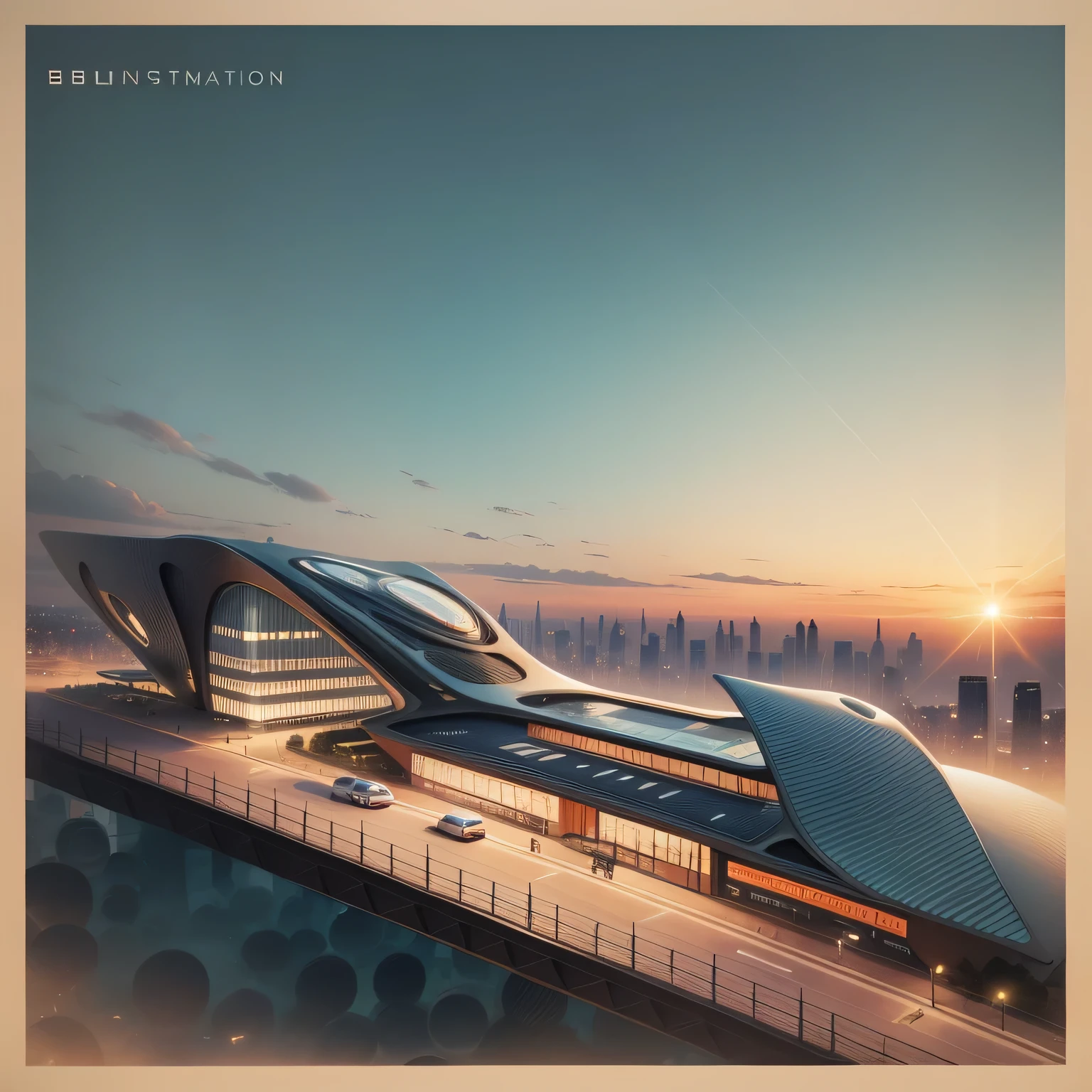 City Station is a compact and versatile modular space, The needs of city dwellers, Such as relaxing, Shopping, Enjoyment. Its exterior design has a modern architectural style, Zaha's streamlined pattern，The combined façade consists of large glass，stunning detailed，Cinematic shots，Photo glow