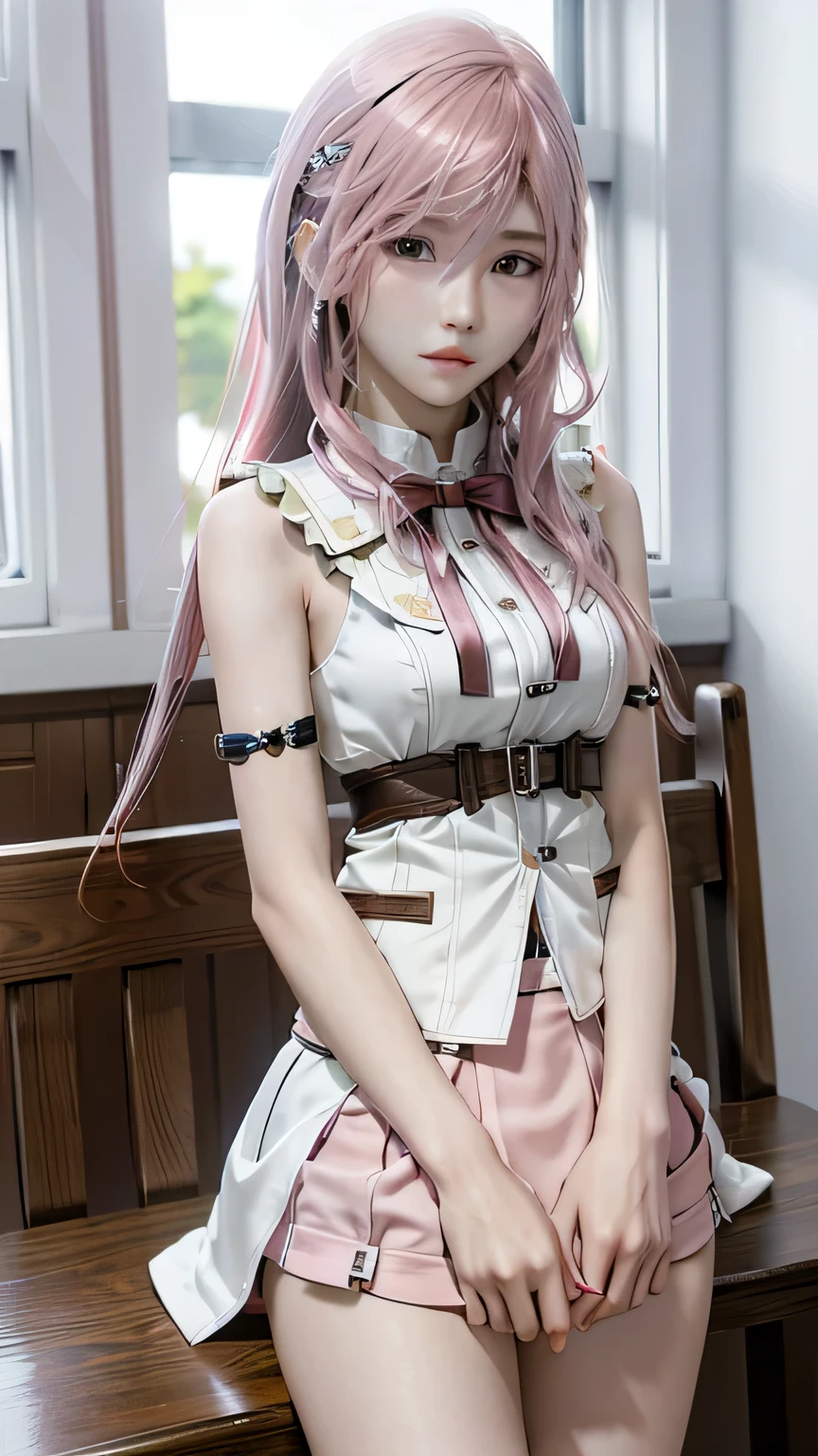 (masterpiece, highest quality:1.3)
1 girl, alone, so beautiful、long hair, pink hair、white skirt、Private Server、School