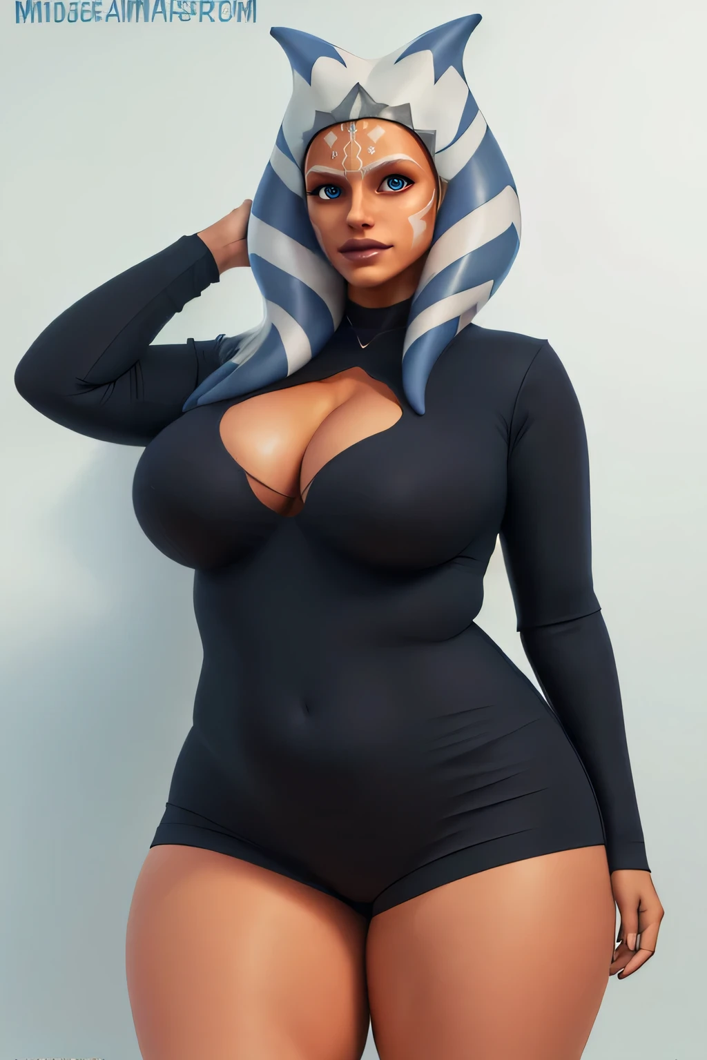 ((masterpiece)), ((photorealistic)), ((8k wallpaper)), ((best quality)), ((perfect quality)), solo, ((detailed eyes)), girl, ahsoka tano, beautiful, , face : ( very beautiful face, beautiful, thin face, cute face, teen figure: ( very full body, very full figure, very thicc, big deep navel, very thick, very soft, very curvy, very chubby, very chubby belly, love handles, sexy curves, sexy pose, sexy, muffin top, very thick thighs, thunder thighs) , clothes : ( padawan clothes )