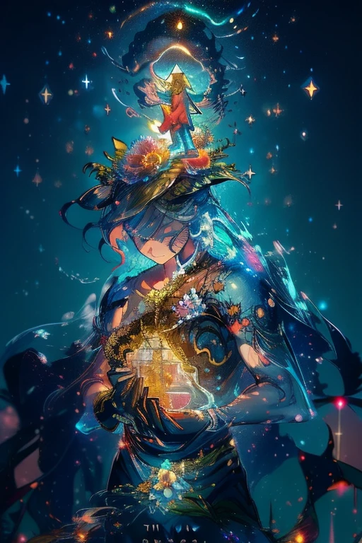 main part, Gorgeous, landscape, (((No_HumaNos))), night, flower, flower园, starry sky, constellation, amazing, Vision, water, Quint, accompaniment, peaceful, meteor, cosmic, magic, magic, detail, Justo, ((Piri Rambos))