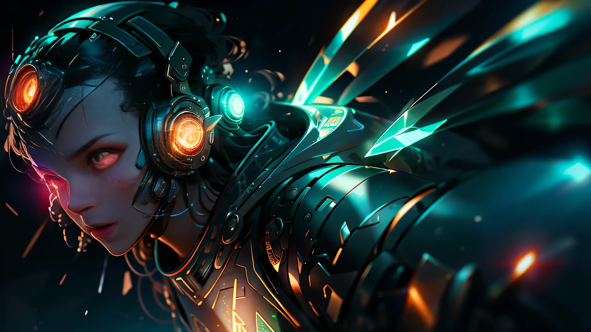 female character, struggle, detailed eyes, perfectly detailed face, mature face, athletic body, lasers, full body villain pose:1.32, noise reduction power:1.45, Rainbow lighting,  Hood, cyberpunk, red neon, dark, Eyes burn with fire, Best quality, masterpiece, trending on Art station, BREAK, detailed, realistic, 32k Ultra HD detailed digital art, Octane render, bioluminescent, cinematic lighting BREAK 8K resolution concept art, realism, by Mappa studios, masterpiece, Best quality, official art, illustration, clear line, (Cold_color),perfect composition, fantasy, concentrated,