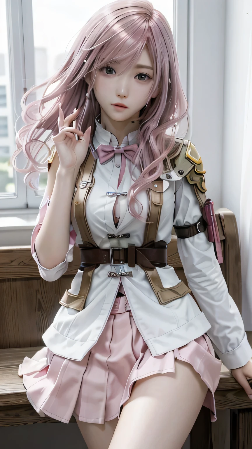 (masterpiece, highest quality:1.3)
1 girl, alone, so beautiful、long hair, pink hair、white skirt、Private Server、School