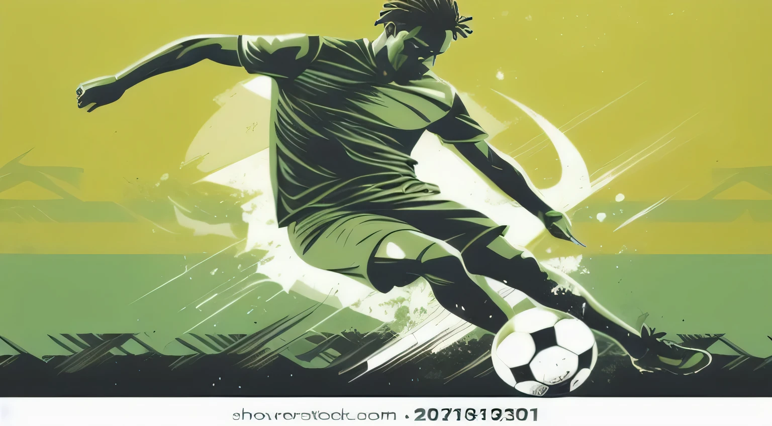 illustration of A man with dreadlocks, is kicking the ball enthusiastically, alone, full body, wearing a football jersey, red shirt and white trousers, soccer player, artistic depiction, shutterstock, football player, extremely high quality artwork, by Thomas Scholes, professional vector graphic, vectorial art, highly detailed vector art, digital art picture, dribbling, trending on dribble, dynamic action shot, vector graphic, high contrast illustration, the best ever, vector style