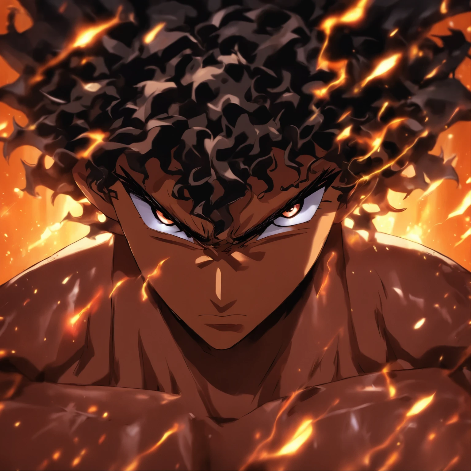 (best quality,highres),brown-skinned man, silver chain,tight curly black hair, short hair cut, scar on eyebrow