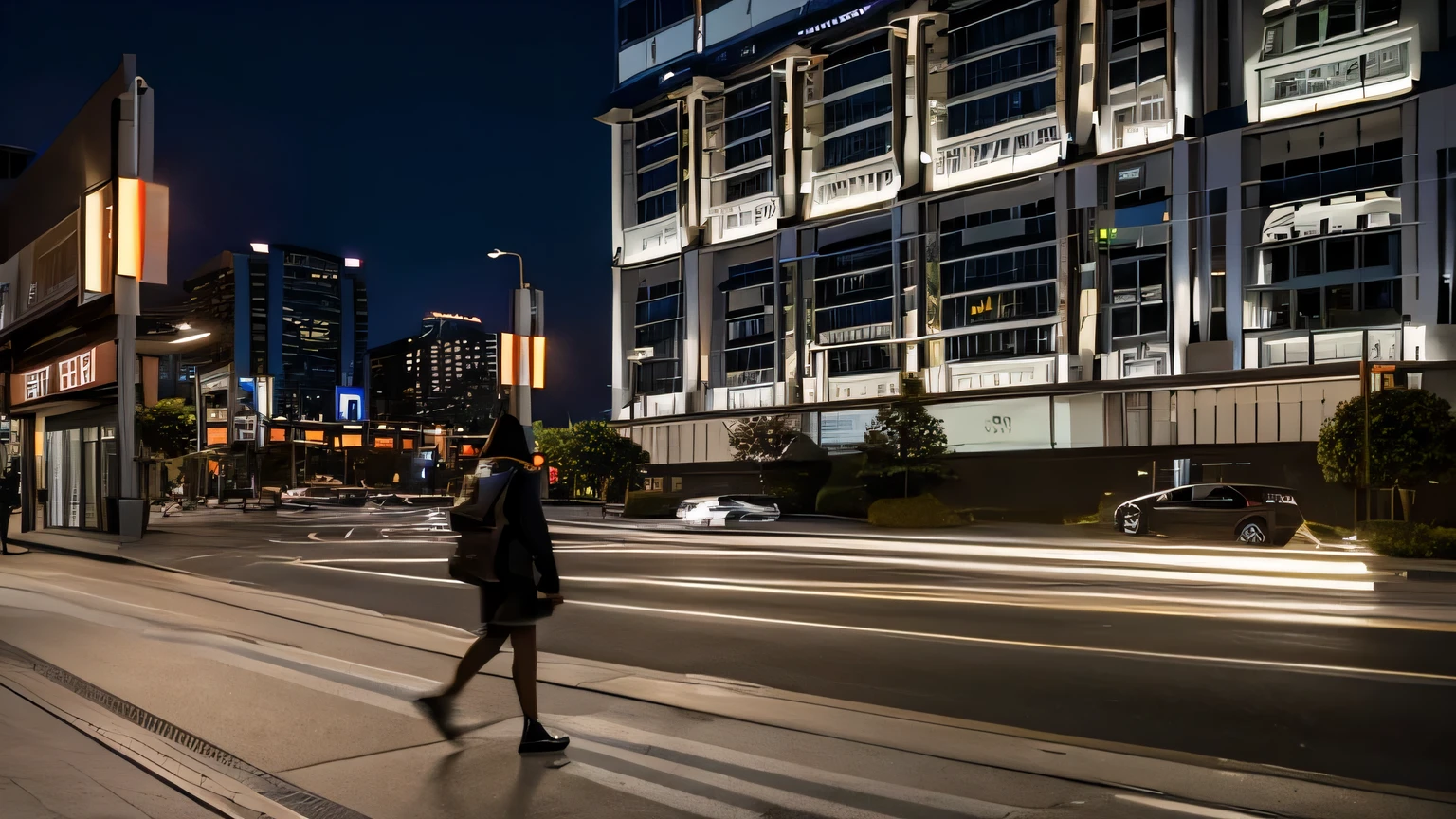 There are few people on the street late at night