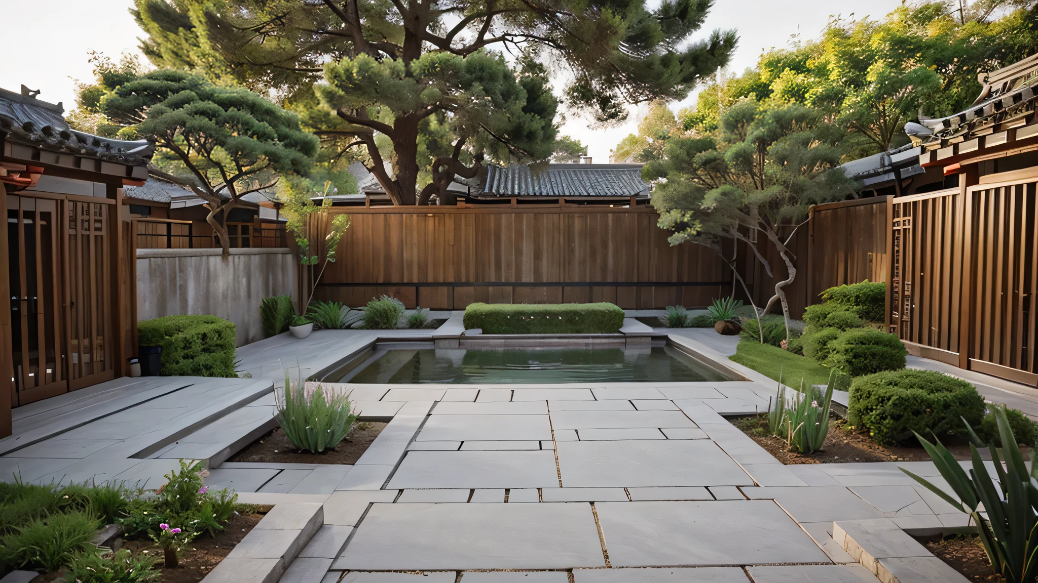 Jardin de style chinois moderne