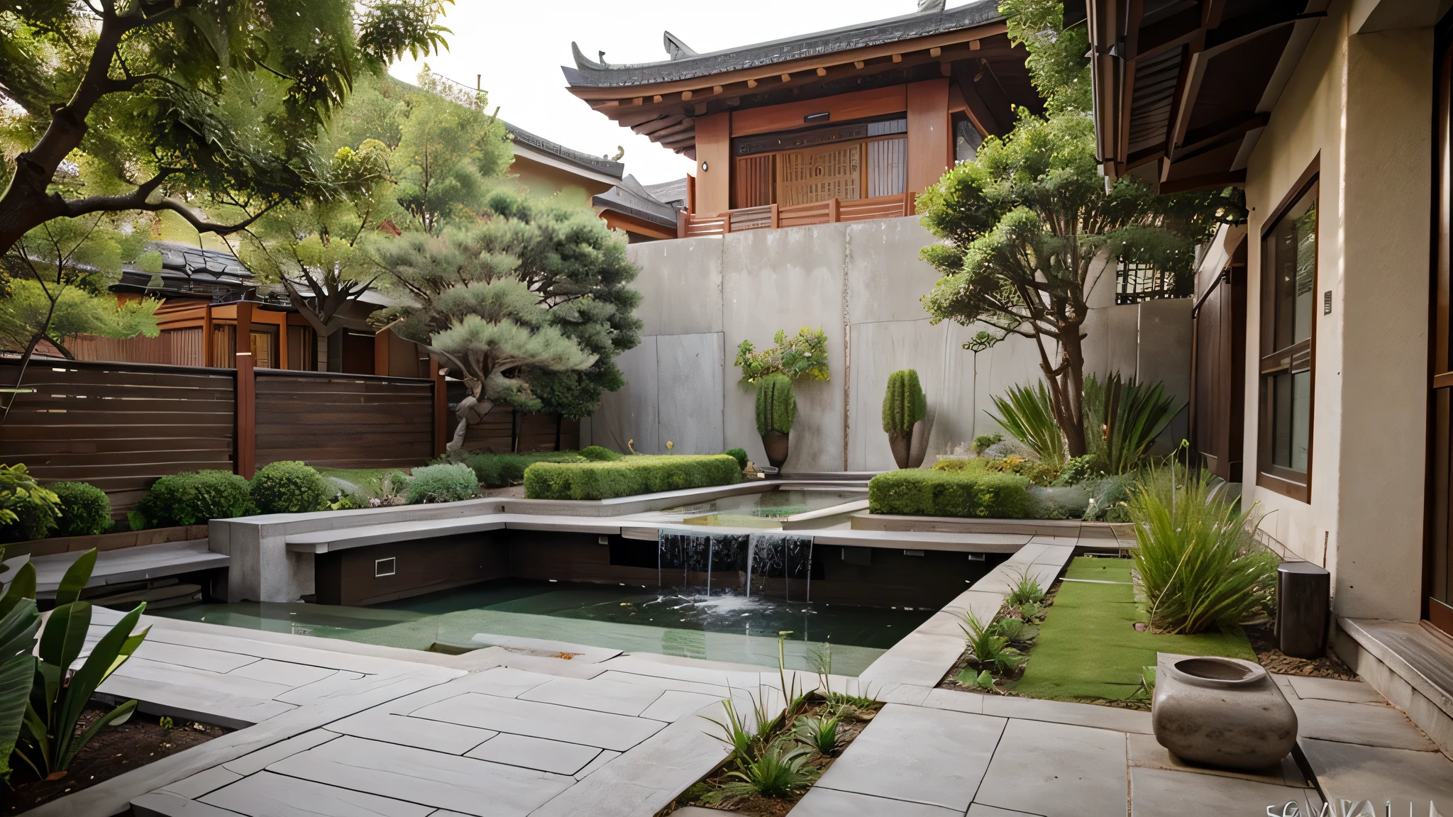 Jardin de style chinois moderne