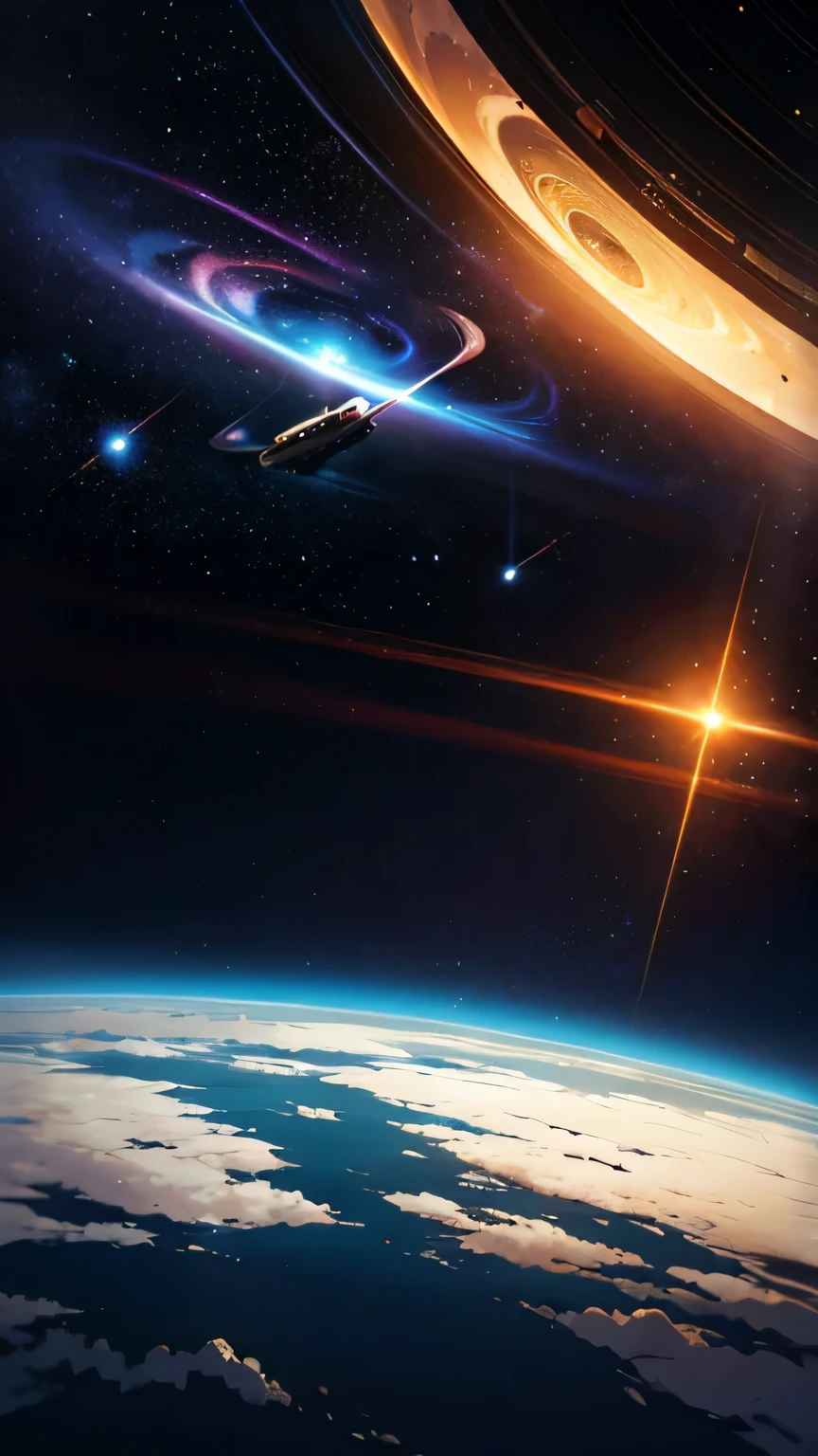 NASA searches for a new home for humans in another galaxy through a wormhole near Saturn, revelation, end of the world, illustration, Cinema lights, High resolution, best quality, super detailed, masterpiece,Evergrande panorama
