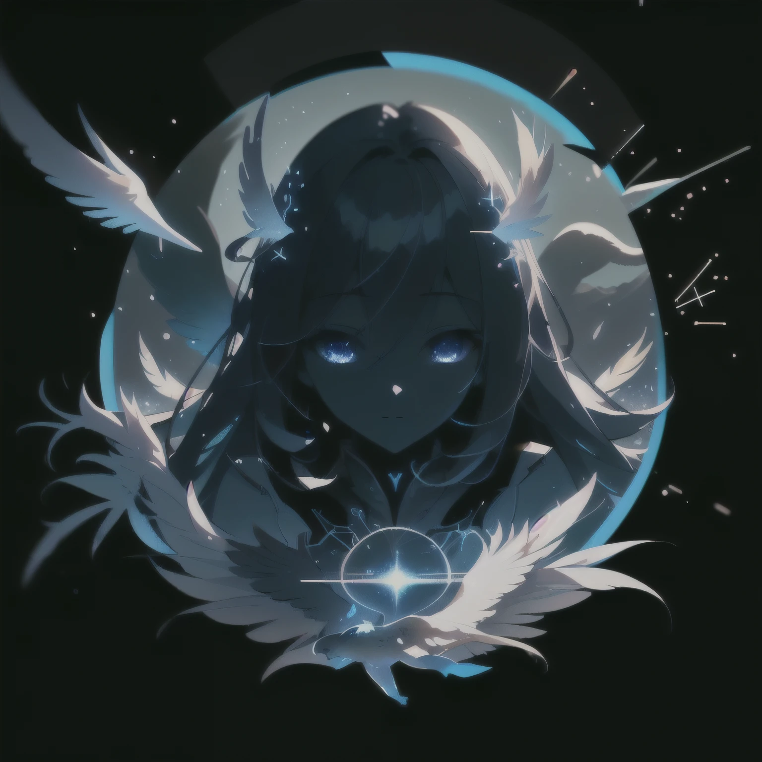 masterpiece，best quality，（Very detailed的CG unity 8k壁纸），（best quality），（best illustrations），（best shade），UI interface framework design，Avatar frame，simple background，round，White angel feathers surround，A glowing portal made of stars，Close-up of angel feathers,  particle effects，octane rendering，Ray tracing，Very detailed，Surrounded by goose feathers，Flying