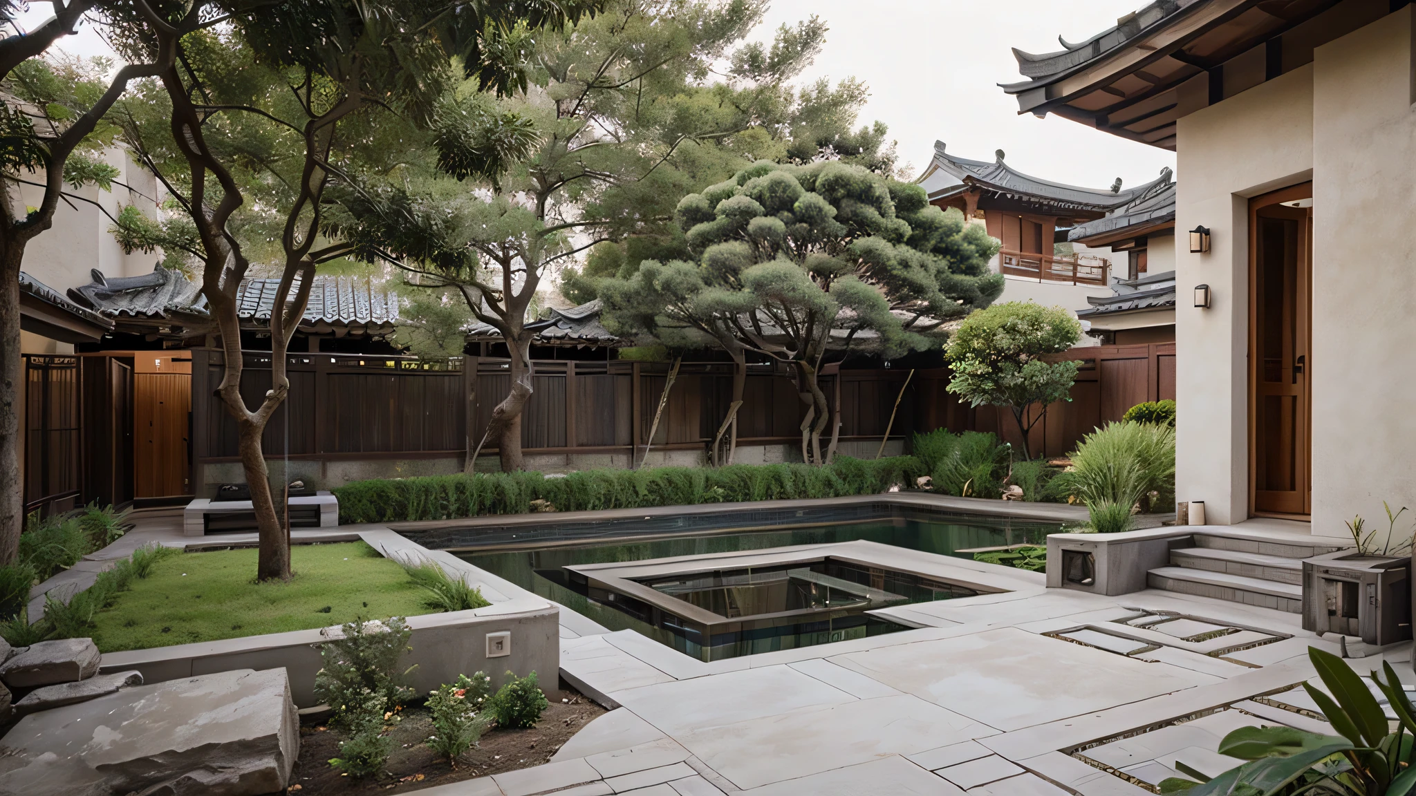 Jardin de style chinois moderne