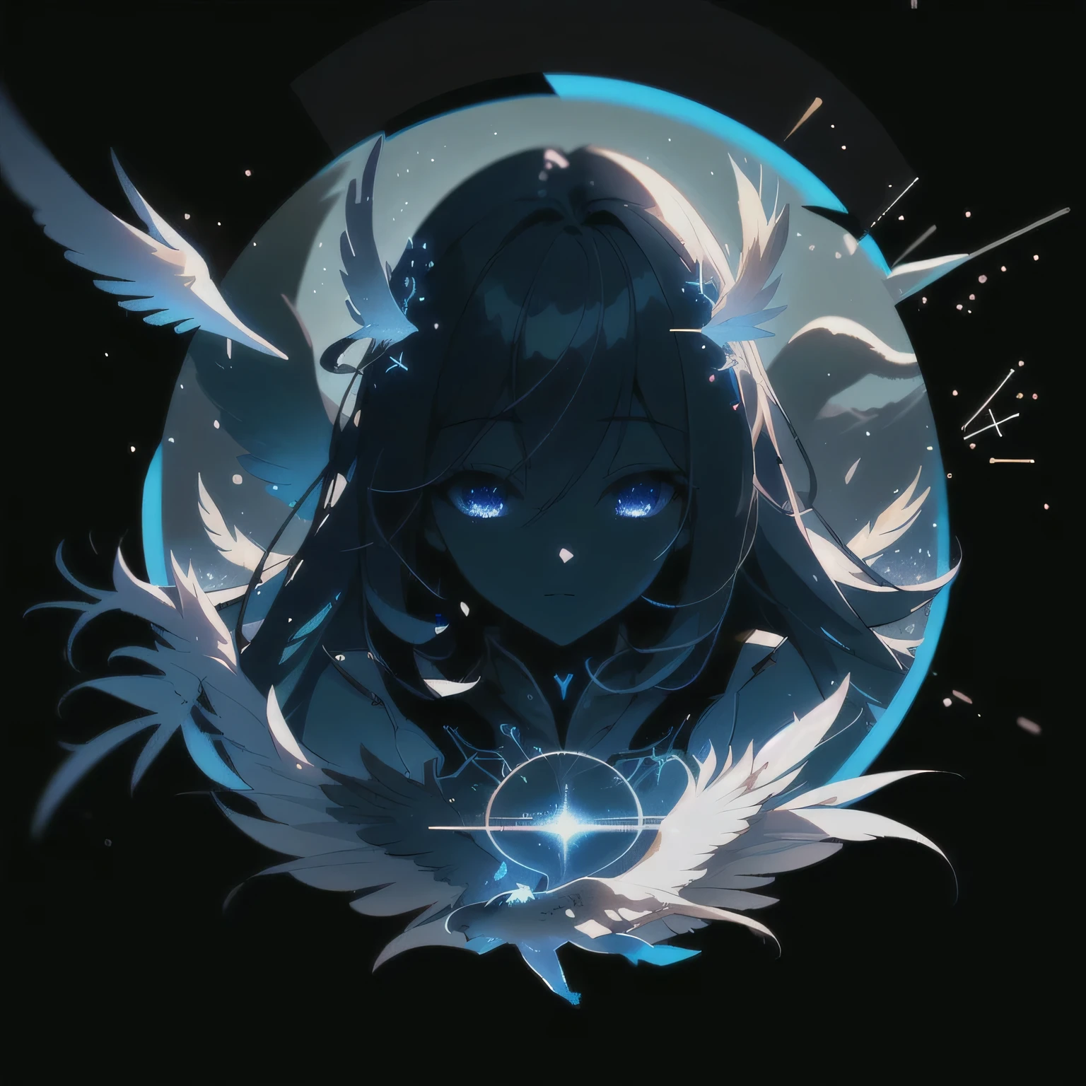 masterpiece，best quality，（Very detailed的CG unity 8k壁纸），（best quality），（Best Illustration），（best shade），UI interface framework design，Avatar frame，simple background，round，White angel feathers surround，Glowing portal made of stars，Angel Feathers Close-up,  particle effect，octane rendering，Ray tracing，Very detailed，Surrounded by goose feathers，flight