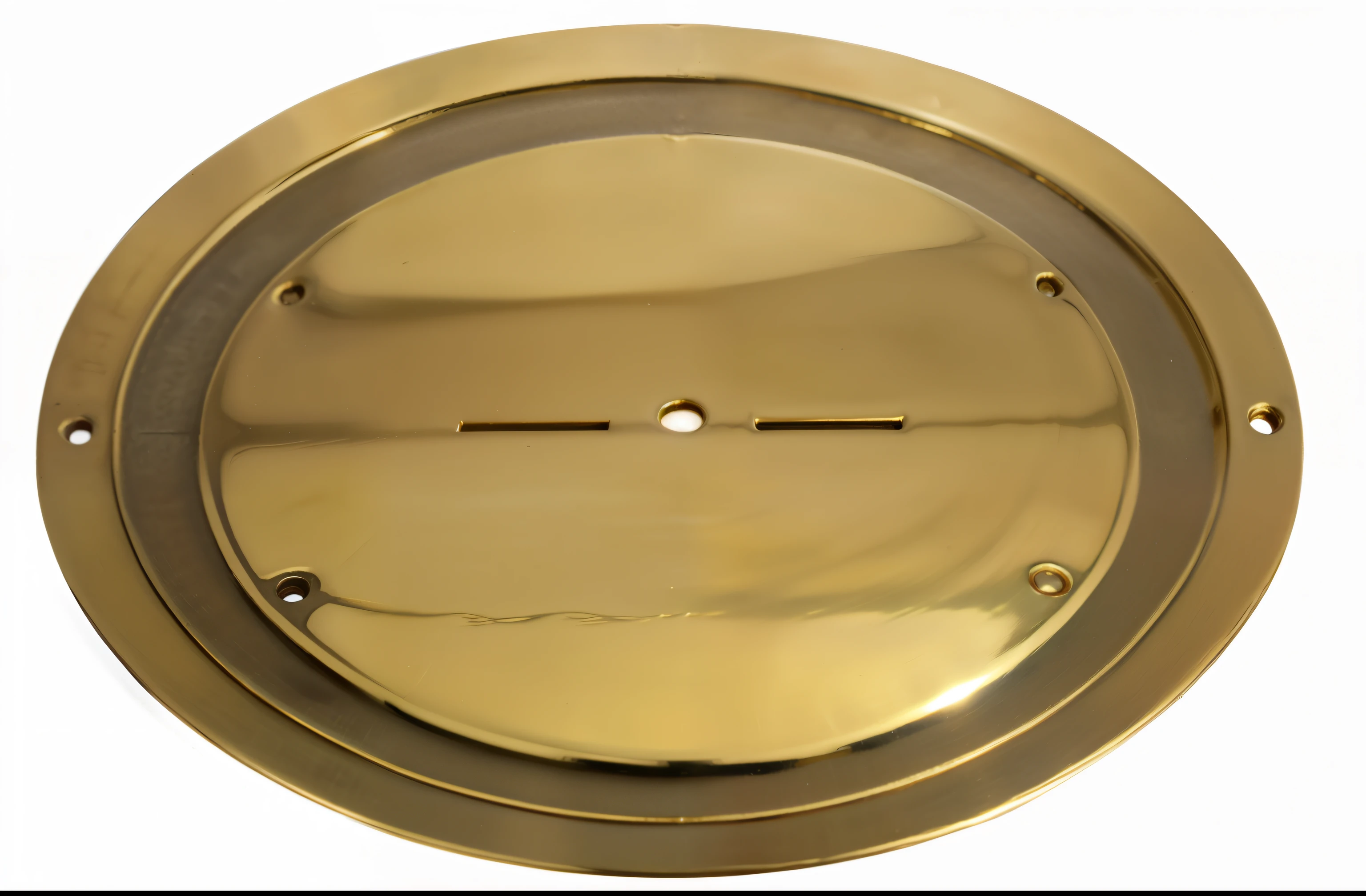 a close up of a realistic gold pro wrestling title face plate, 2k, 2 k, shield design, titan, medallion, realistic gold metal, full view, professional unique master piece, top view