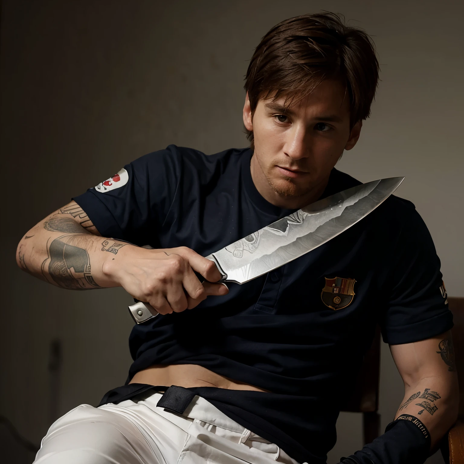 Messi but with a knife in his heart about to die