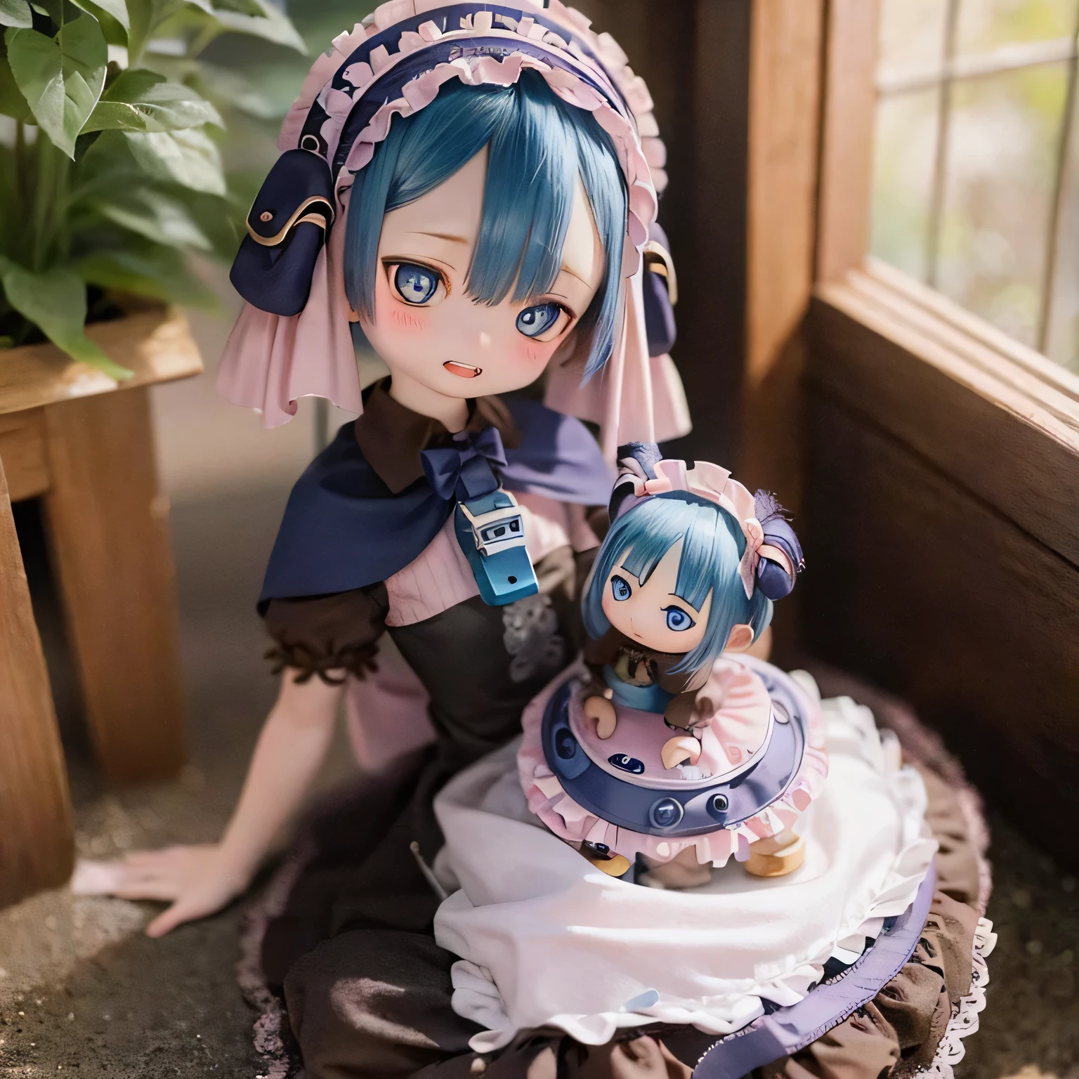 (highest quality, High resolution, masterpiece:1.2),Super detailed,realistic:1.37,Maluluk from Made in Abyss,(highest quality, High resolution, 4k, Super detailed, masterpiece:1.2), realistic, HDR, Bright colors, sharp focus, studio lighting, extreme details, Professional, Portrait, anime, blue tone, Natural light, 10 year old girl, blonde curly hair, flat chest, gothic lolita clothing, innocent look, delicate features, long eyelashes, expressive eyes, rosy cheeks, soft lighting, dreamy atmosphere, quirky background(((((((bow)))))))The whole body drinks tea in the mansion
