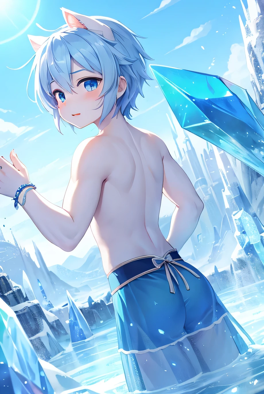 ,thin,struggle,permanent,crystal,crystal化,蓝色crystal,Blue Slime,脚变成crystal,手变成crystal,crystal蔓延脚,crystal脚,crystal手,illumination,frozen,frozen,脚被frozen,Lovely,boys ,蓝色crystal脚,only wear