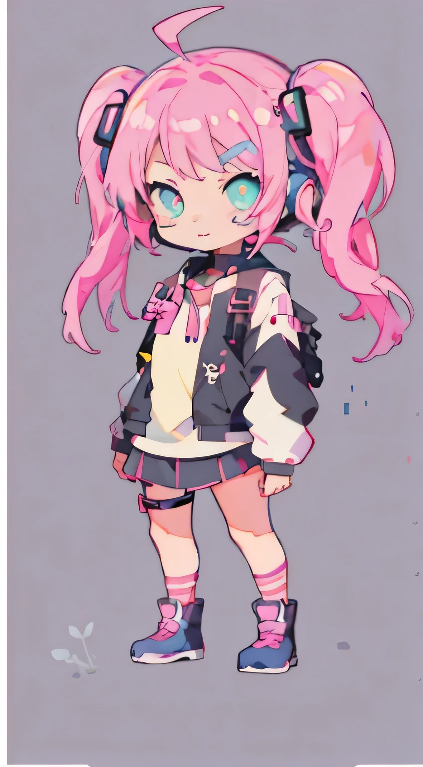 A cartoon girl with pink hair and a black jacket, Pink ponytail and cyan eyes, cute anime girl, anime girl, anime art style, Humanoid pink squid girl, anime style, anime style人物, Anime cute art style, high quality anime art style, 扁平化anime style, an anime girl, 可爱的anime style, style anime, anime art style