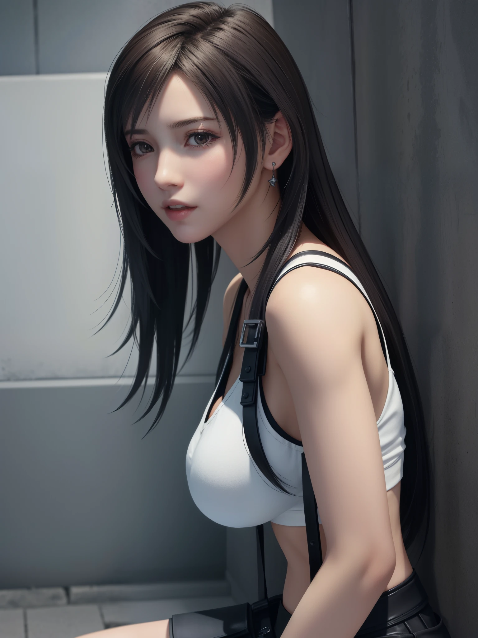 masterpiece, absurdres, 1girl, Tifa Lockhart, length hair, floating hair, large breasts, breasts out,Bound, Bondage, (arms behind back:1.4), BDSM, tape, TAPE BONDAGE, close-up, srestrained, best anatomy, Curled up, angry face, mad, shout, Upper body, blushing face, humiliation, desperate, (stripped naked by men), (front), (men touching her), touching nipple, pov hand squeezing nipple, (men squeezing her nipple)