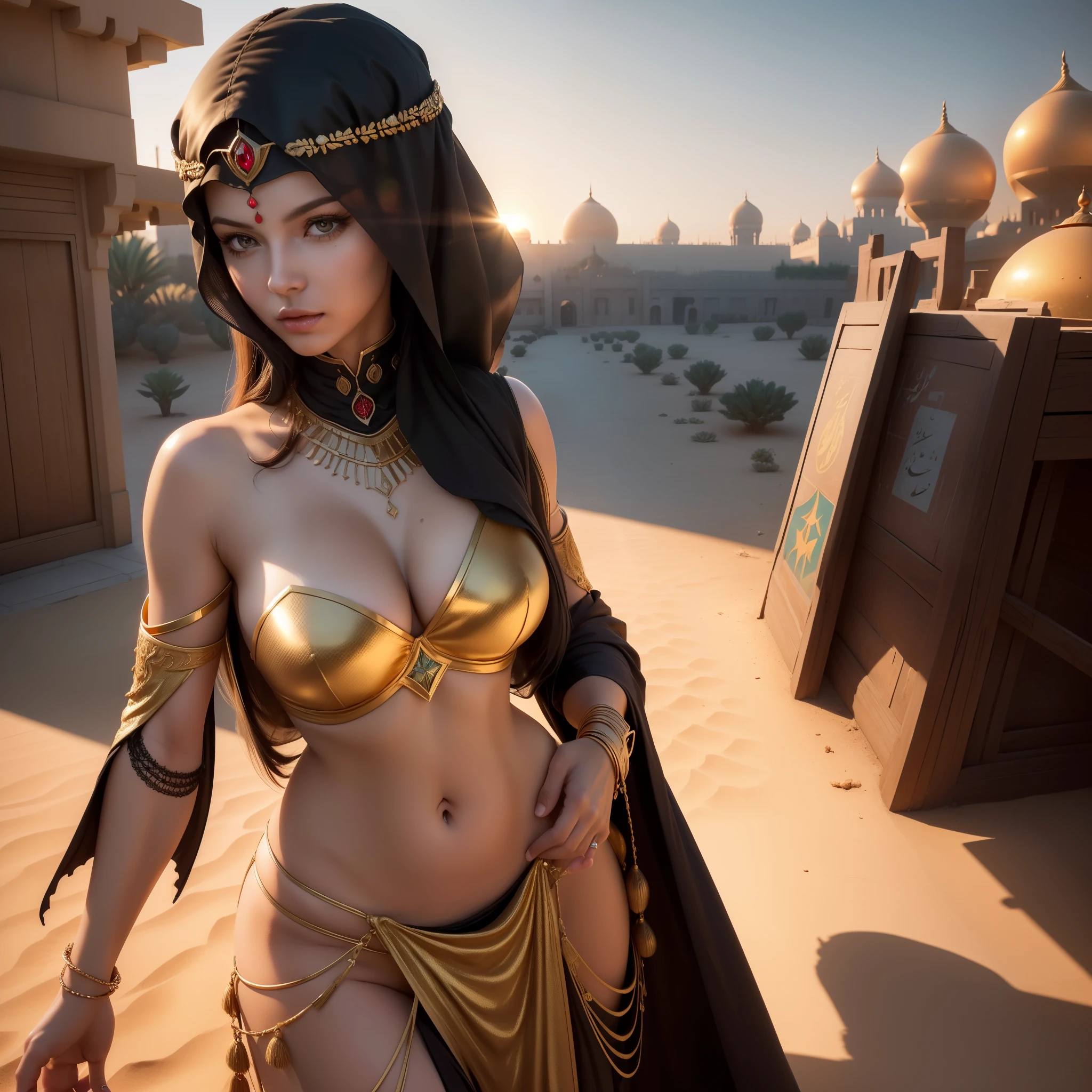 Photo of (arabian princess:1.5) Packed hall standing in the background々and衣装を着て (Cyberpunk Desert:1.3), (Exotic Royal Palace:1.5) and (sunset sky:1.2). In a complex hijab, Long vest in jewelry with gold embroidery, detailed face and eyes, (very detailed:1.4), 8K, realistic, (long dark brown hair:1.2), (young woman:1.1), Written by Jeremy Mann, Written by Sandra Chevrier, Written by Maciej Cuchara, (shadows and highlights:1.3), true shadow, 。.3D, (golden hour lighting:1.3), (by Michelangelo:0.9), Art stations and deviations, Greg Rutkowski and Alphonse Much,be familiar with,realistic, be familiar with, skin texture, hyper be familiar with, realistic skin texture, armature, highest quality, 超High resolution, (写真realistic:1.4),, High resolution, be familiar with, 

RAW photo, Shapuri, by lee jeffries nikon d850 film stock 写真graph 4 kodak portra 400 camera f1.6 lens rich colors hyper realistic lifelike texture dramatic lighting unrealengine trending on artstation cinestill 800,
