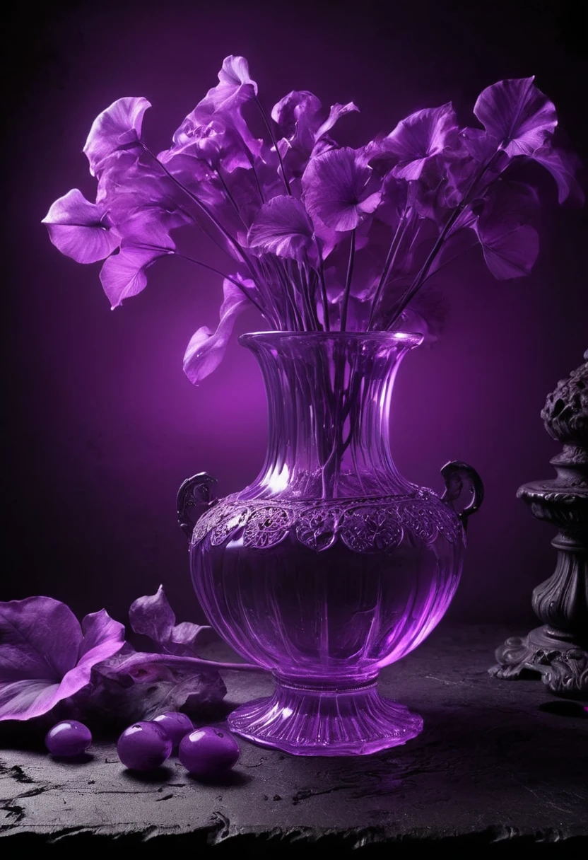 Capture the ethereal light and shadow in a stunning photograph with selective color details, revealing the hidden poetry of everyday objects, purple glowing foreground, (best quality, masterpiece, perfect composition, very aesthetic, ultra-detailed, intricate details:1.3)