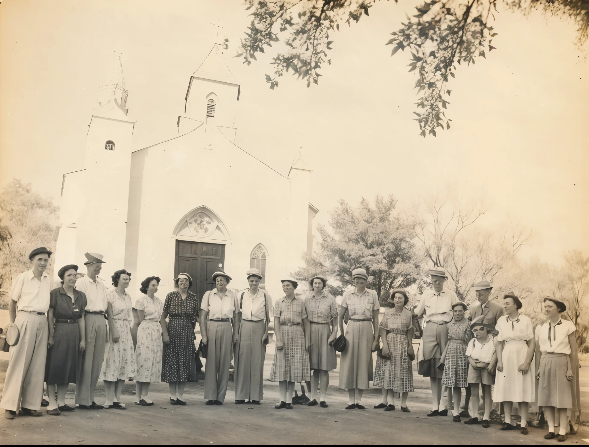 there are many people together in front of a church, historical image, 1 9 4 8 foto, photo from the 1940s, Fotografia dos anos 1950, historical photos circa 1 9 4 7, 1 9 4 0 foto, 1 9 3 8 foto, historical image, largura da foto antiga 768, historical photograph, historical photo