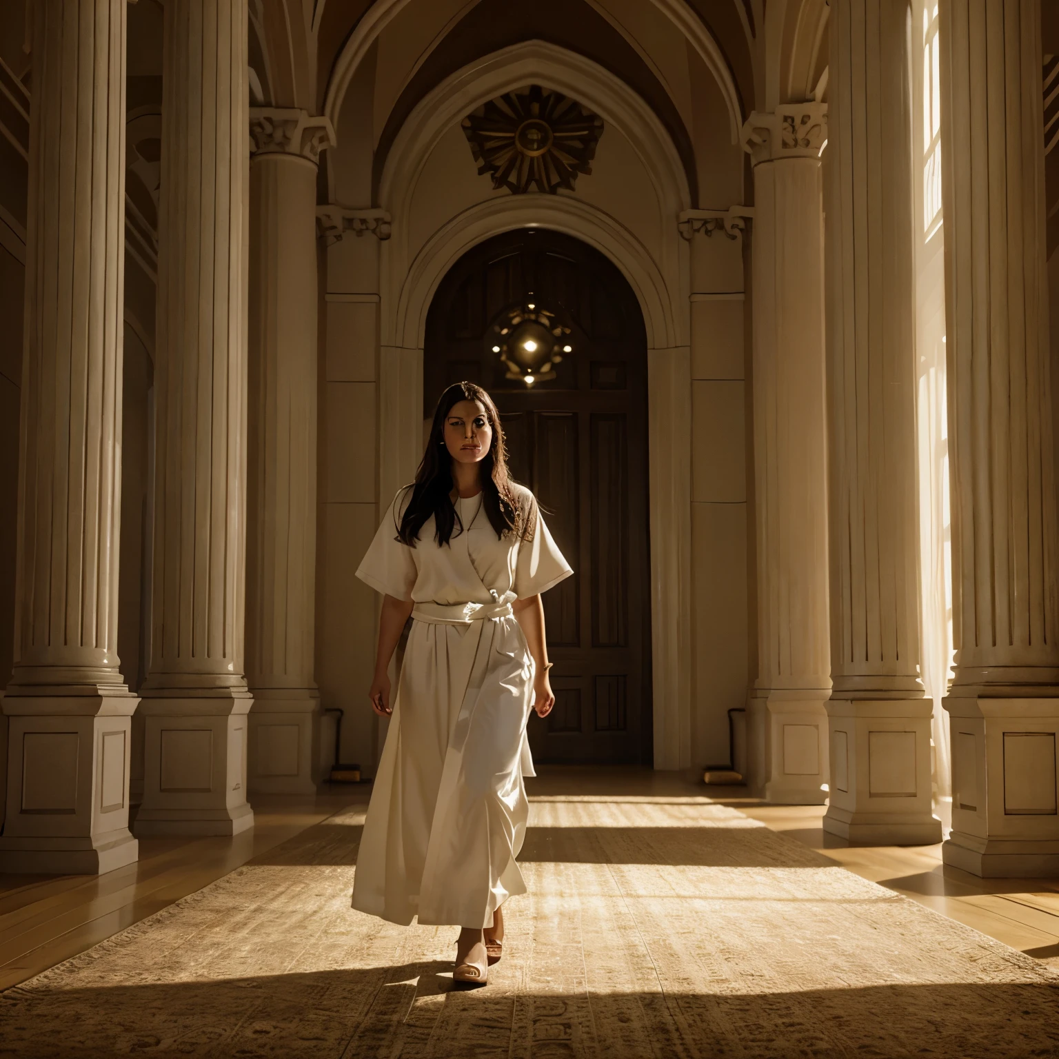 make a realistic image of God's spirit strolling through the heavenly throne room