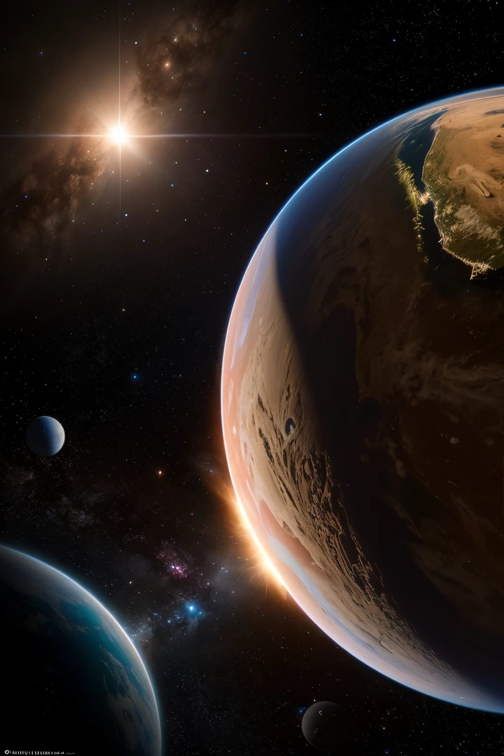 Ultra-realistic 8k universe photography -- a breathtaking image captured in the highest resolution, showcasing intricate details and lifelike textures of celestial bodies and galaxies. Each star, planet, and asteroid appears sharply defined, and the depth of fields creates an immersive and captivating 3D effect. The background is a canvas of vivid colors and intricate patterns, making it a true masterpiece worthy of being showcased in the vastest digital universe. This ultra-realistic photography is a testament to the power and capabilities of modern technology, and a marvel of visual storytelling. Shot on a state-of-the-art camera with the most advanced lens