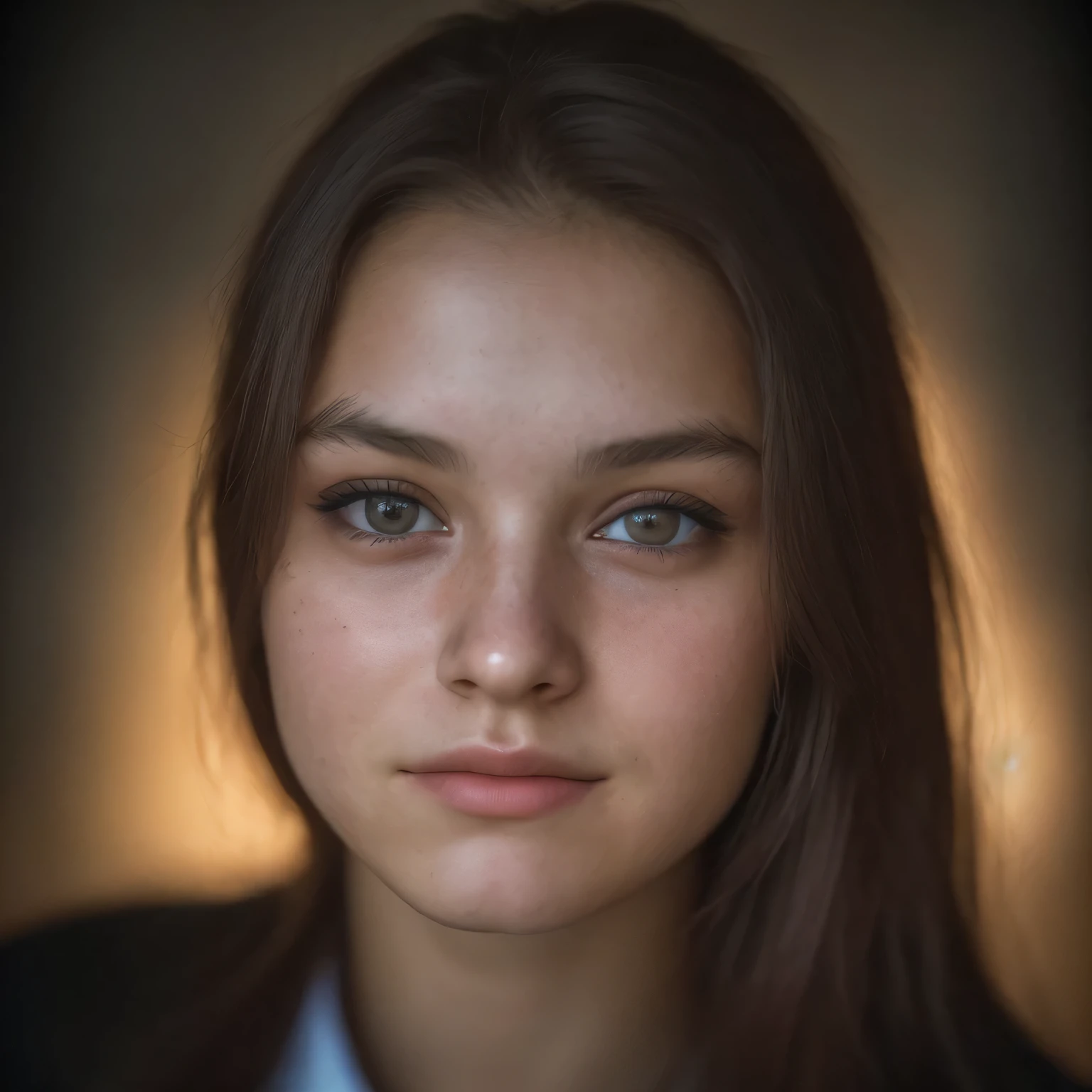 (close, Editorial photo of a 21 year old woman), (highly detailed face:1.4) (smile:0.7) (background in the dark, Looks grumpy, private school:1.3) throw, Written by Lee Jeffries, Nikon D850, film stock photography ,4 Kodak Portra 400 ,camera f1.6 lenses ,rich colors ,surreal ,realistic texture, dramatic lighting , Cinestill 800,