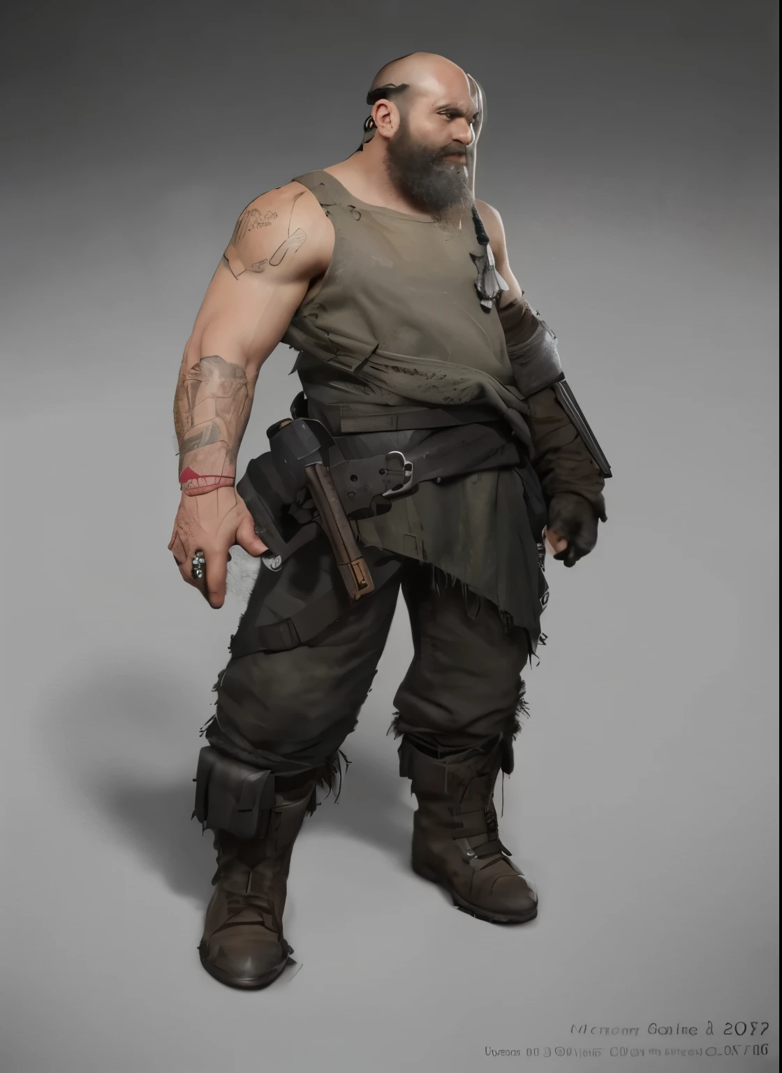 a man with a beard and a knife in his hand,realistic character , male character,hyper realistic t, detailed full body , single character, full body detailed character, post - apocalyptic scavenger, , highly detailed character