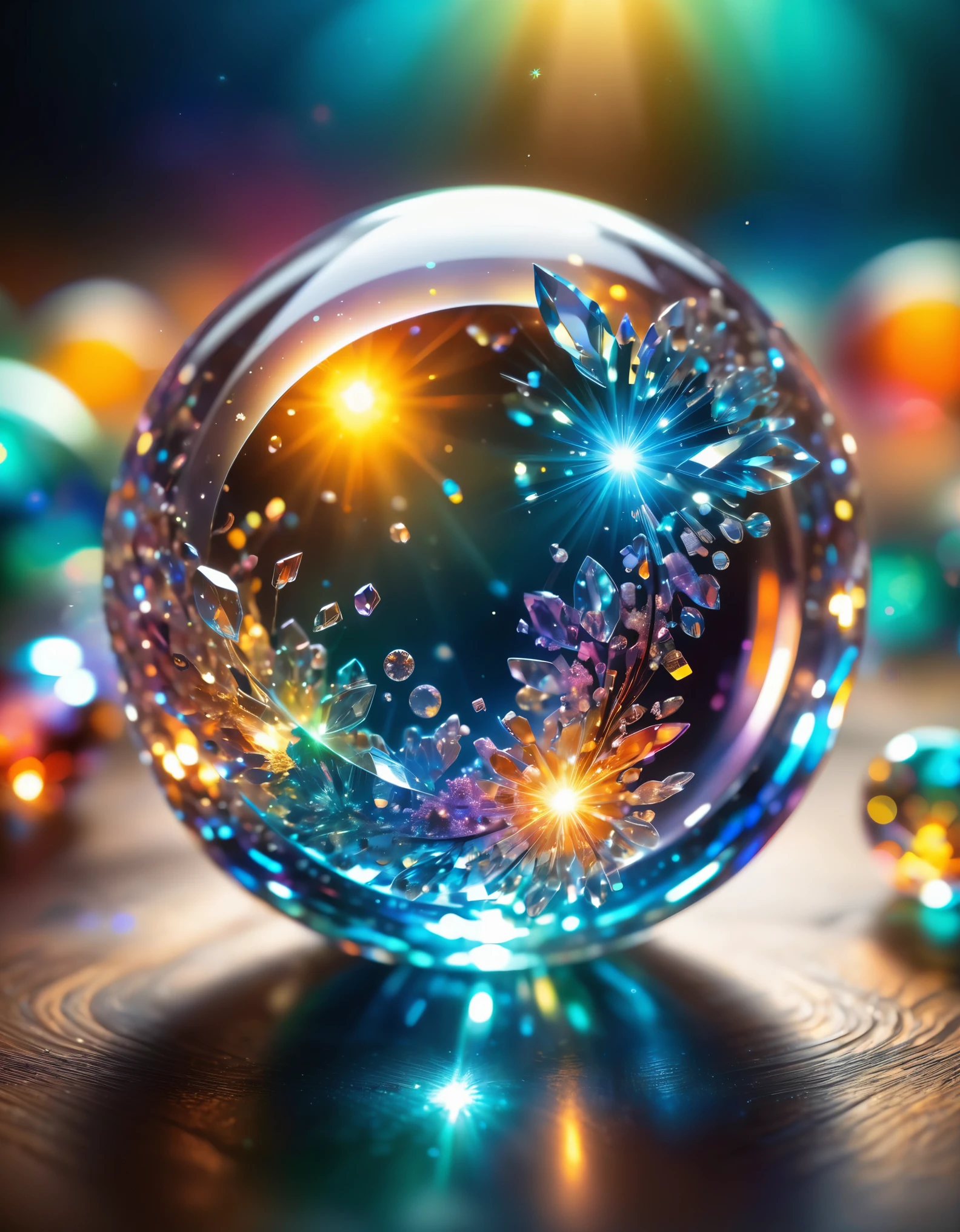 luminous key chain, microscopic view,illustration,highres,ultra-detailed,sharp focus,vivid colors,studio lighting,magnified view,shining light,macro lens,molecular structure,translucent,glowing,miniature,neon glow