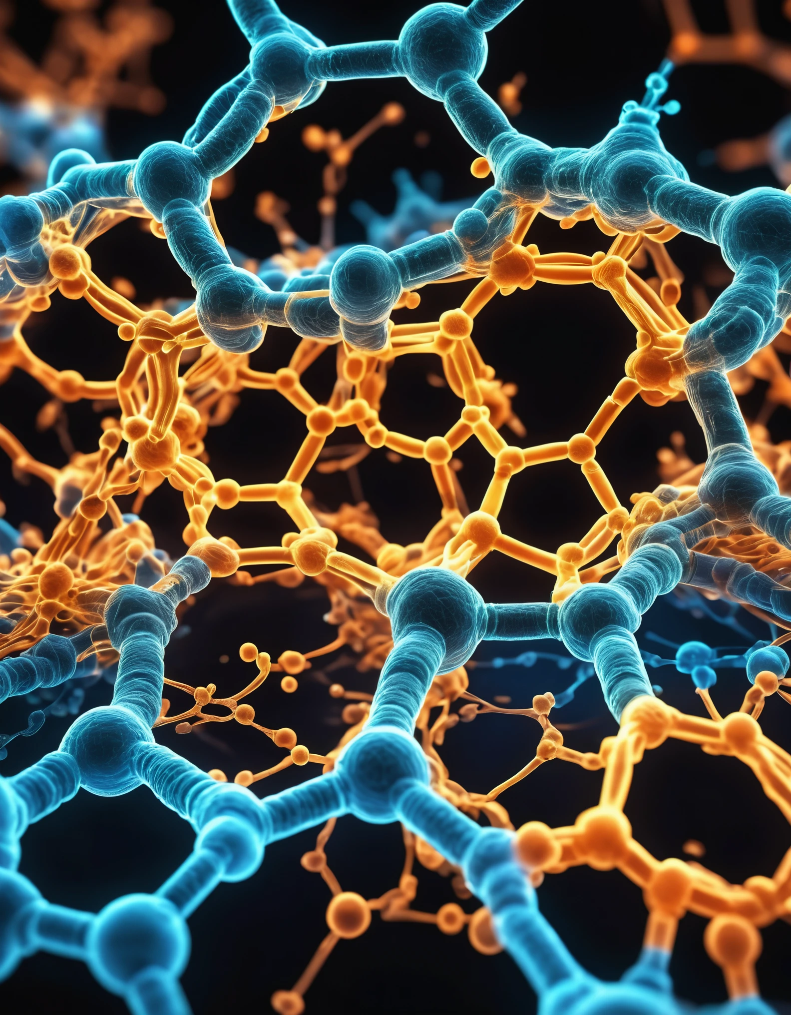 luminous carbon bonds, microscopic view