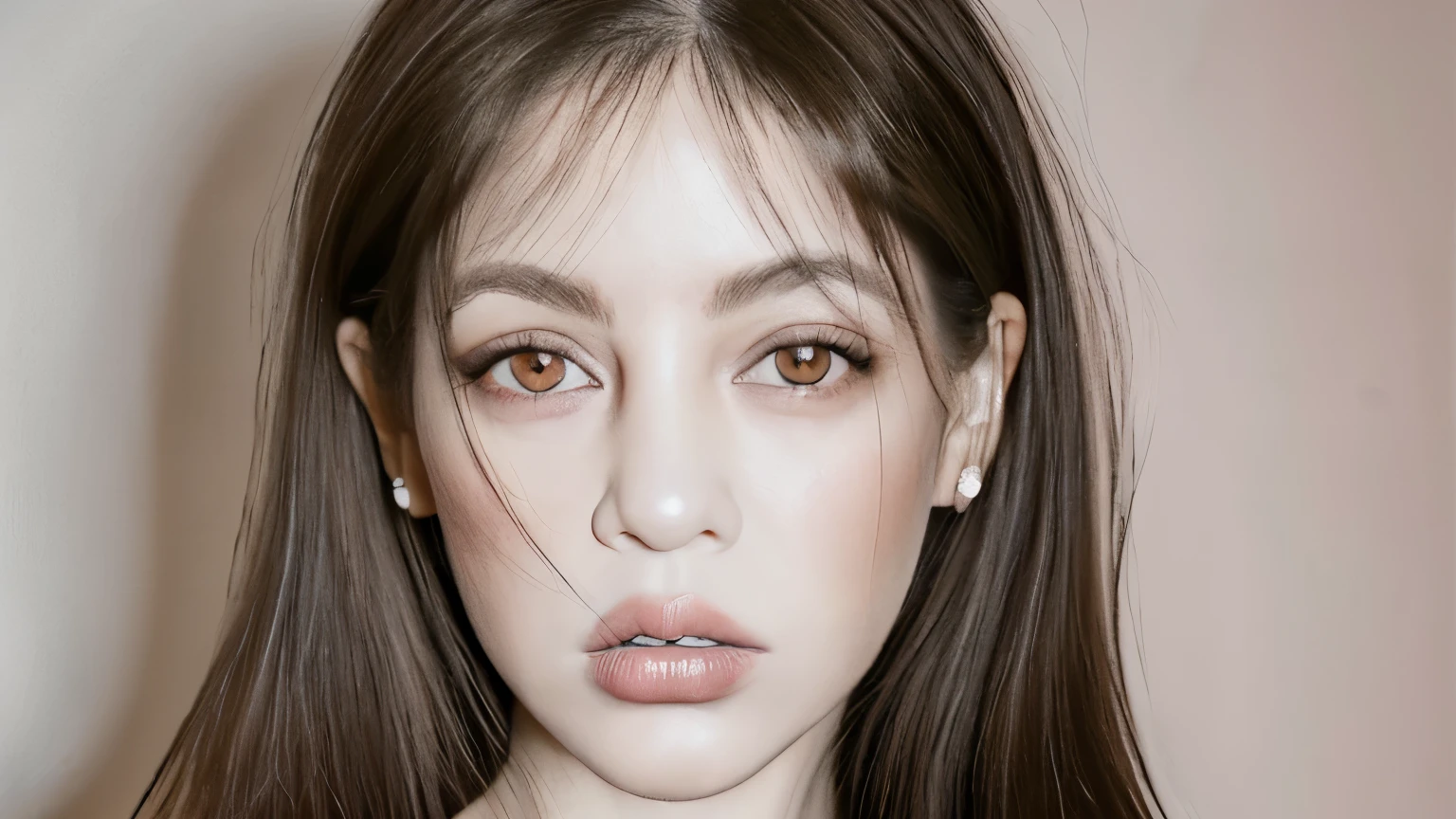 1 chica, solo,tema sangre ,mirando al espectador,pechos grandes,retrato,de un lado,chica mala, medium brown eyes, cabello Lacio color negro, labios pomposos color Rosa, nariz natural, piel de tez blanca