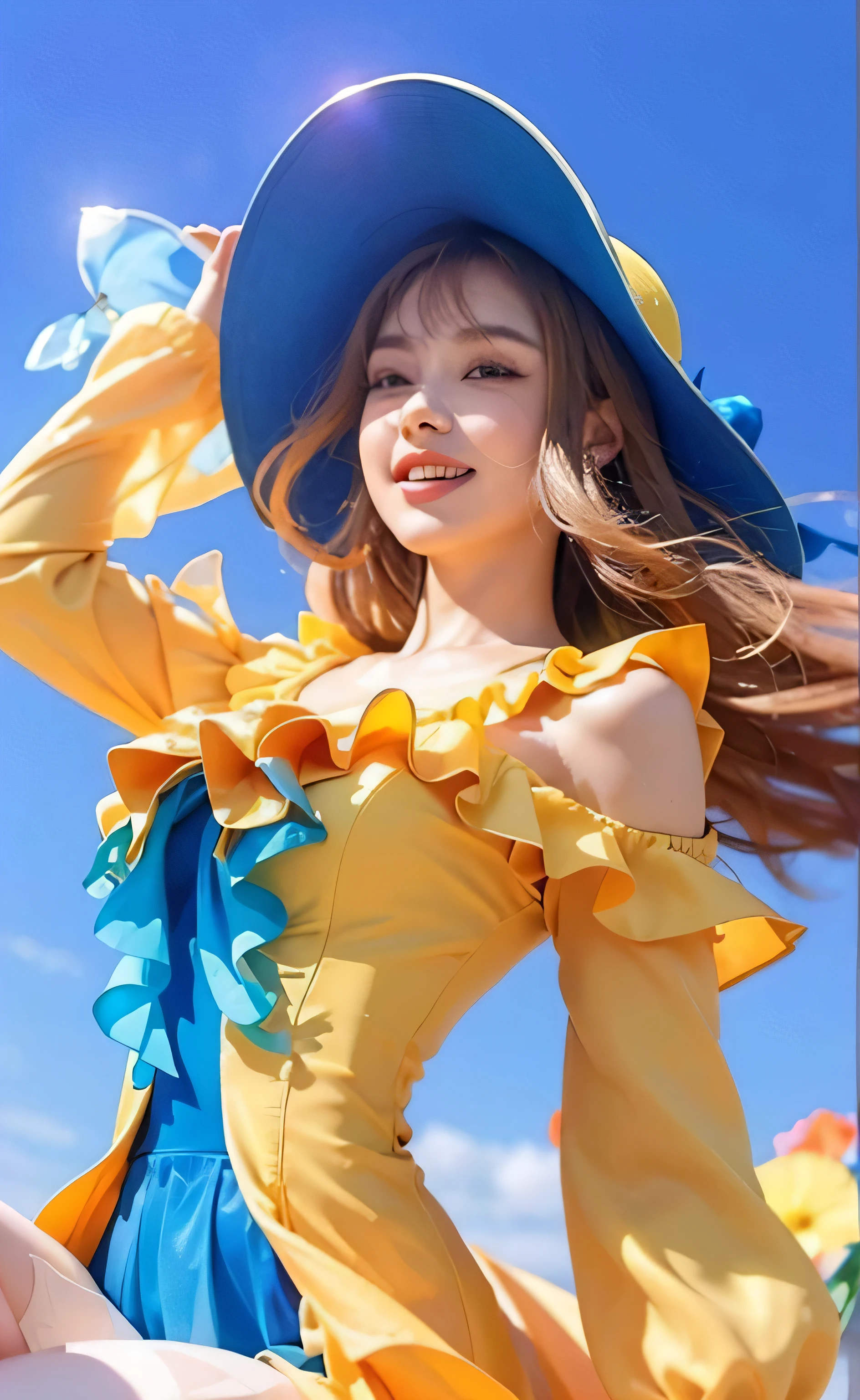 1 girl, guinevere mobile legends, gold hair, long hair, realistic, 70 mm lens, best quality, masterpiece