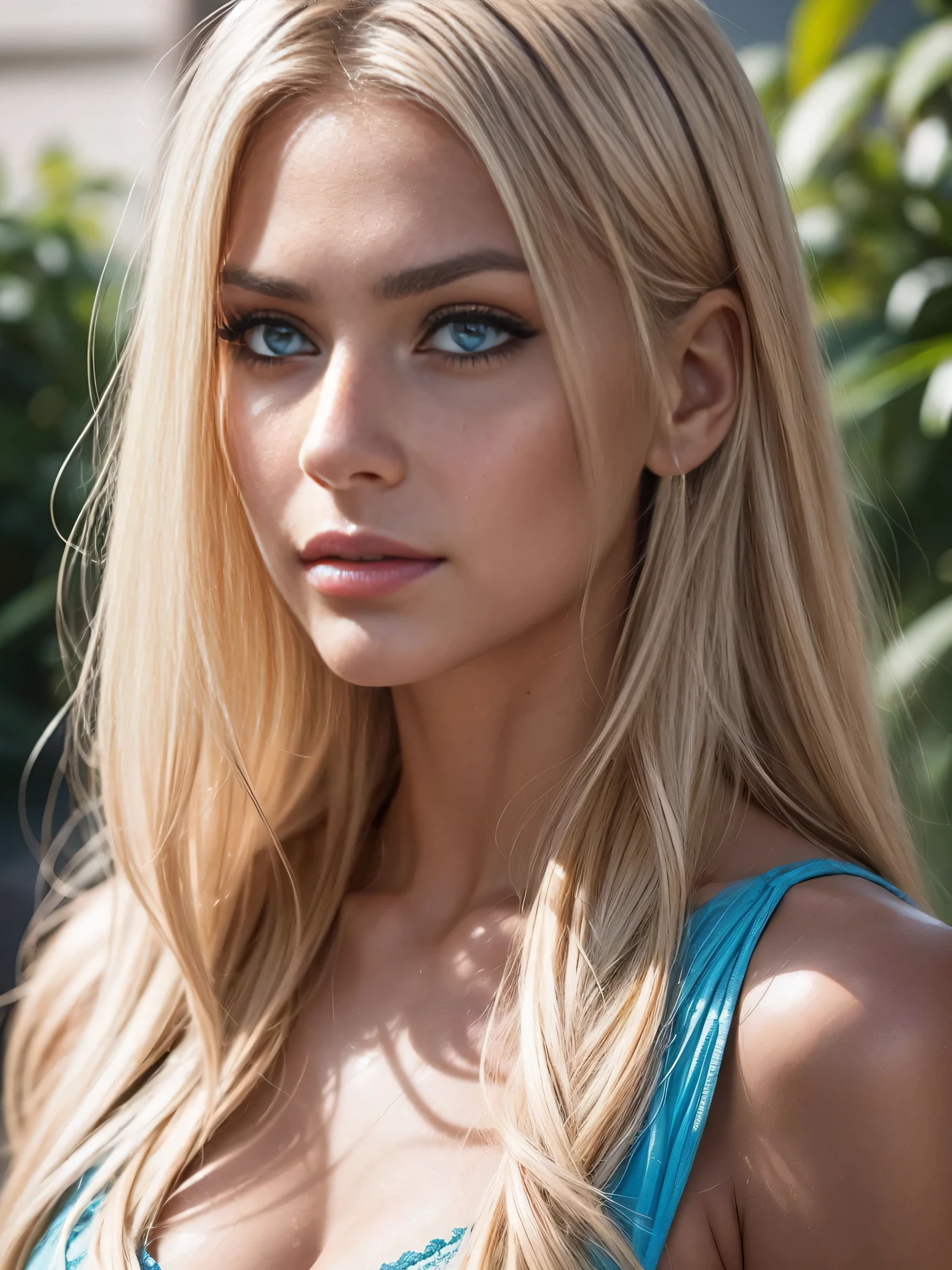 a tanned very beautiful blonde woman, gorgeous beautiful blonde woman, most gorgeous 30 years woman, outstanding beautiful blonde woman with dark+blue eyes, worlds most beautiful woman with long wavy blonde hair and big blue eyes, most gorgeous round dark+blue eyes, most beautiful large dark+blue eye, gorgeous lips, stunning beautiful woman, very beautiful symmetric woman, extremely beautiful broad jaw, gorgeous thin and round eyebrows, most beautiful square face, (very wide face), (very broad jaw), (very wide jaw), ((short square face)), closed smile expression, upperbody, upper body, looking_at_viewer