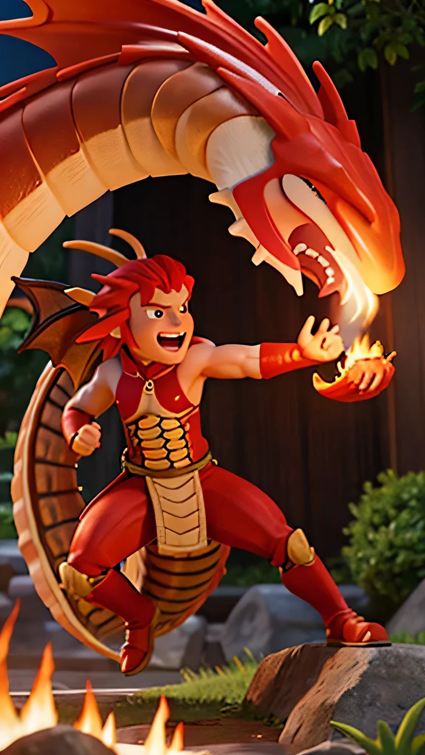 dragon marron lanzando fuego