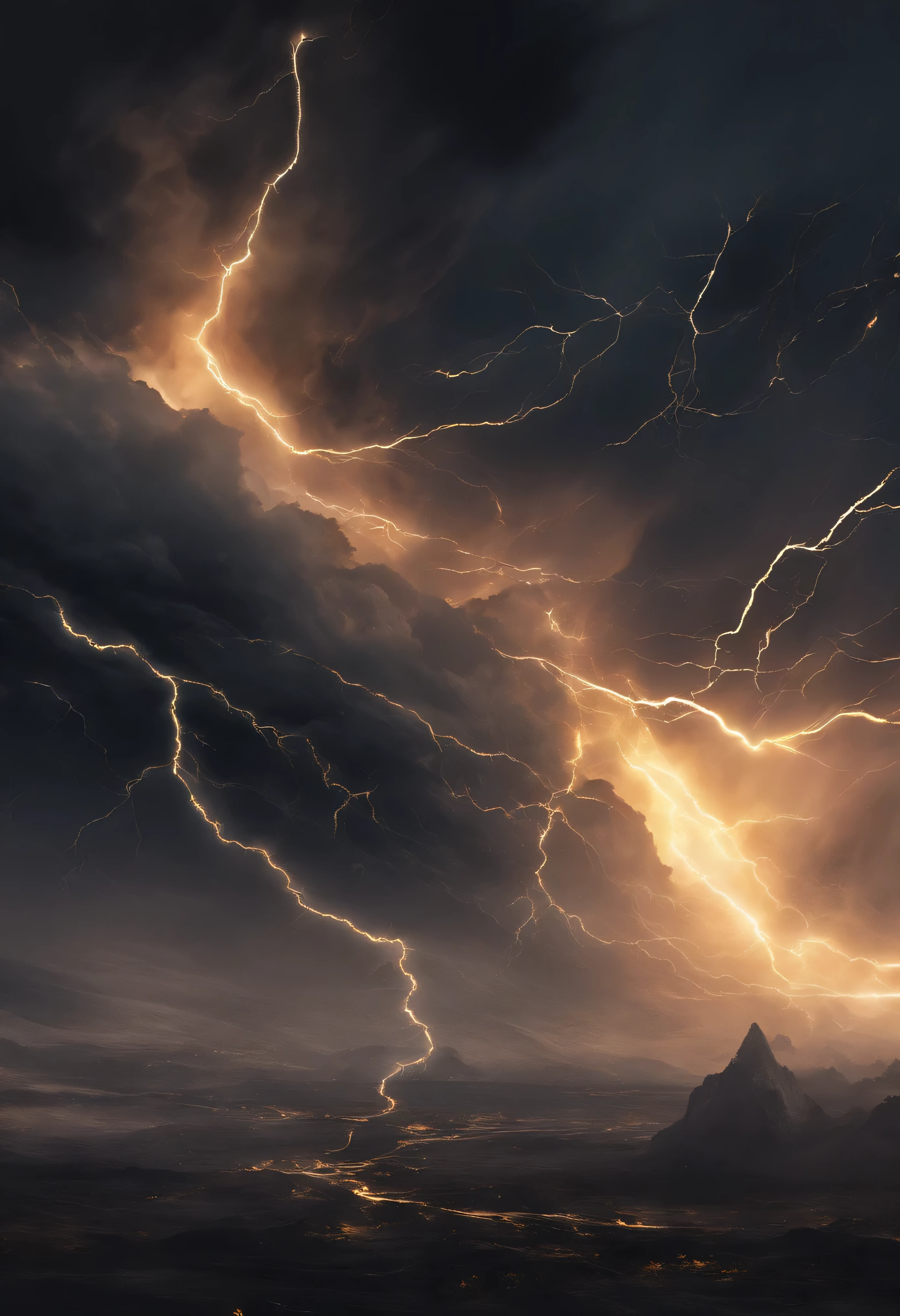 Black gold thunder and lightning,thunder clouds,destroy,lightning,universe,transcend,world,surface,horizon,