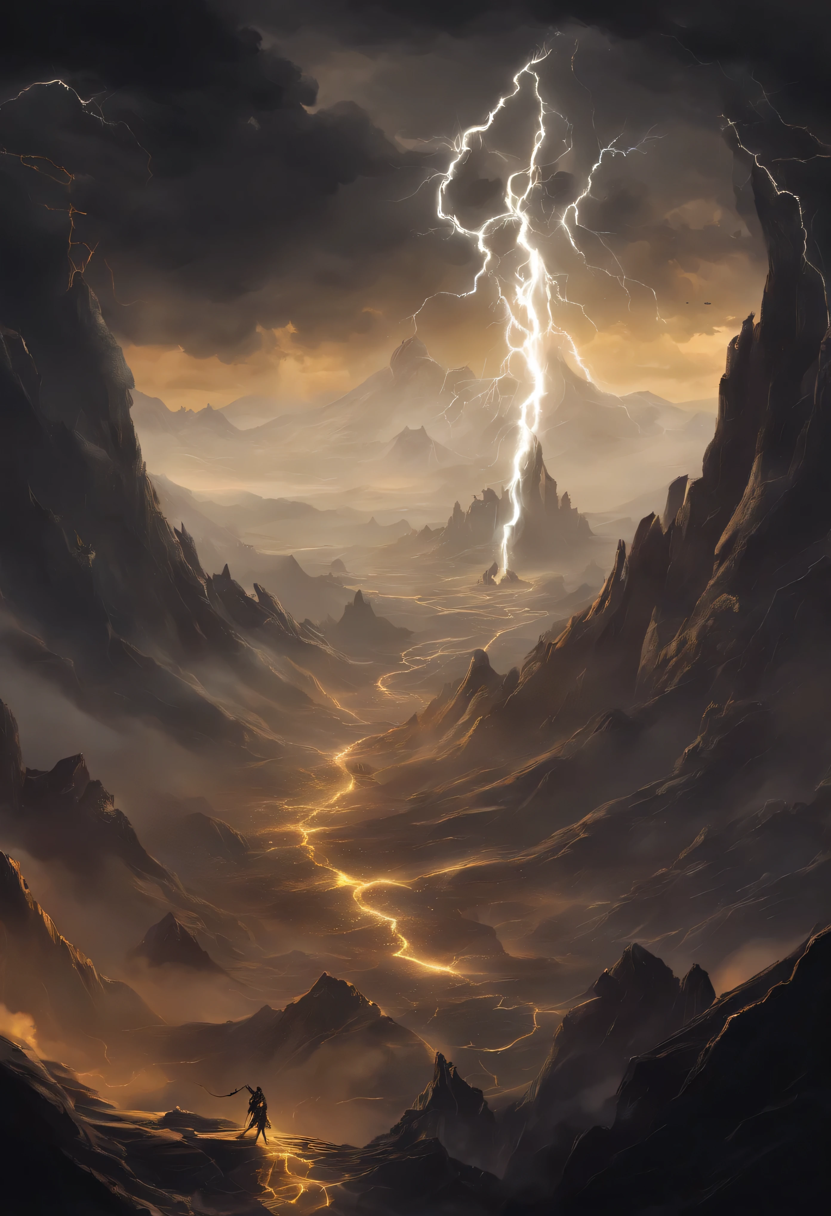 Black gold thunder and lightning,dragon,thunder clouds,destroy,Splitting the Mountains,lightning,universe,transcend,world,surface,horizon,
