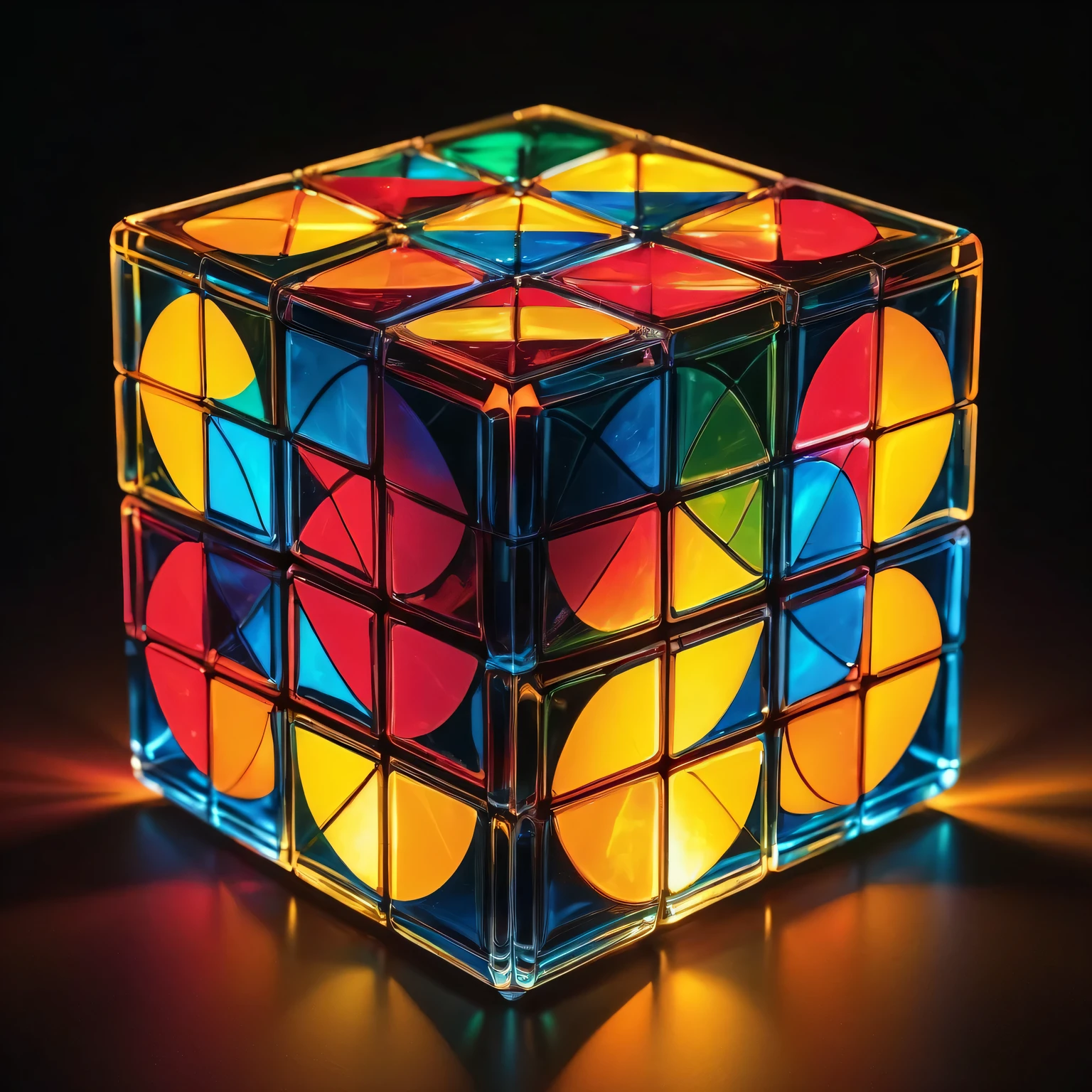 luminescent,Glass,rubik&#39;s cube,translucent,Reflection,fourth dimension,Colorful lights,闪闪luminescent表面,Complex puzzles,luminescent,Geometry,illuminated,transparency,Observations,rotate,charming pattern,complex design,reflective,Interactive,Visual charm,Optical illusion,light refraction,harmony of colors,Precision craftsmanship,Art showcase,mathematical complexity,shining,abstract challenge,Solve problems creatively,lens flare,Light manipulation,Vibrant aesthetics,playful twist,Image distortion,Prism effect,charming composition,waking consciousness,visual exploration