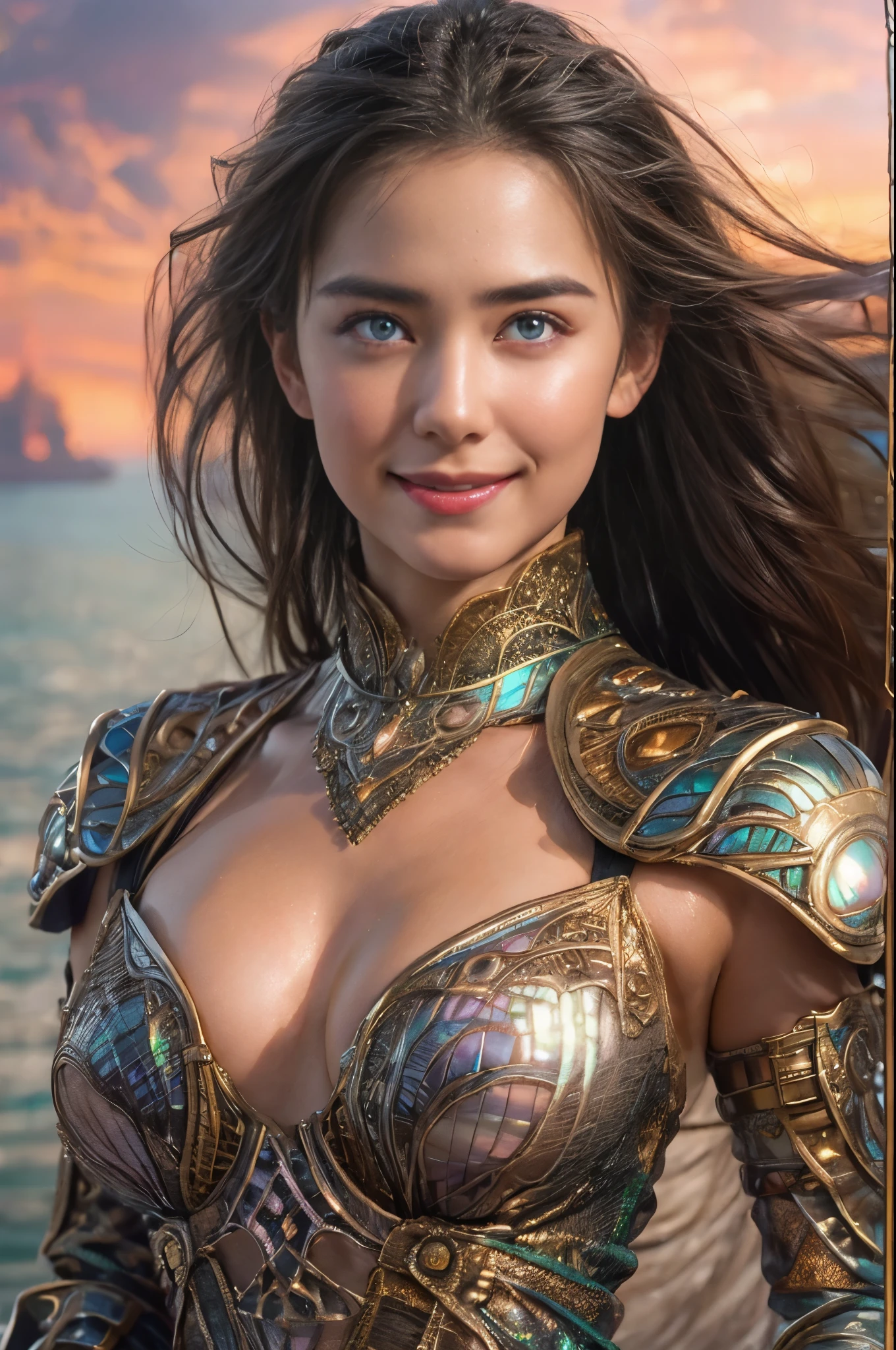 (Best Quality, High Resolution, Masterpiece:1.2), Super Detailed, (Realistic, Photorealistic, Photorealistic: 1.37), (1 beautiful Russian girl with round and large buttocks photographed from behind:1.6), (She is by the lake) (the incredibly beautiful natural scenery:1.3), She is wearing an intricate and beautiful armor with jewelry. She has the most beautiful face in the universe, smiling invitingly at the viewer. (NSFW:1.2), flat chest, beautiful nipples, toned body, (expression of ecstasy: 1.2), from the side, , (Sexy and glamorous:1.1), (Coquettish expression: 1.6), (Small breasts with raised areolas: 1.6), (Sexy smile: 1.2), (Erotic pose: 1.5), Beautiful and seductive Face, (Ultra detailed skin texture: 1.4), Perfect anatomy, (Beautiful and toned body and abs:1.1), (moist skin: 1.21), (Chignon hairstyle:1.36), no makeup, dark circles, (Thick eyebrows:1.2), (detailed iridescent eyes:1.4), Beautiful eyes with fine symmetry, (Ultra detailed eyes:1.4), (High resolution eyes:1.1), (Emilia Clarke:0.3) (Emma Watson: 0.3), (Jennifer Connelly: 0.3), (sensual face :1.5), Cyberpunk SF, (Intricate and beautifully designed gauntlet:1.2), Background blur, Foreground blur, Depth of field, (Motion blur:1.1), Complex and colorful biomechanical body suit, (Small breasts: 1.2), transparent breasts, big hips, grasping the breasts, (smiling seductively:1.6)